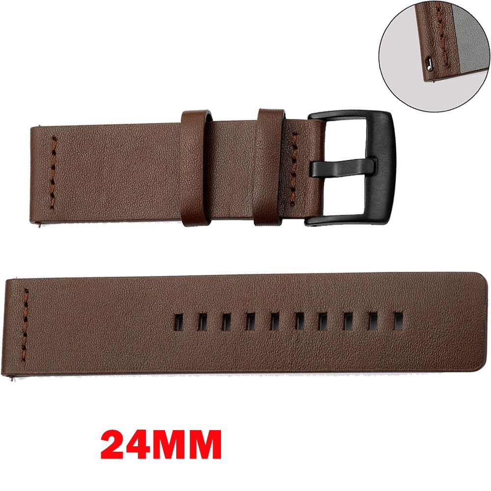 1Pc 24mm Microfiber Leather Brown Watch Band Wrist Strap Quick Release NEW
