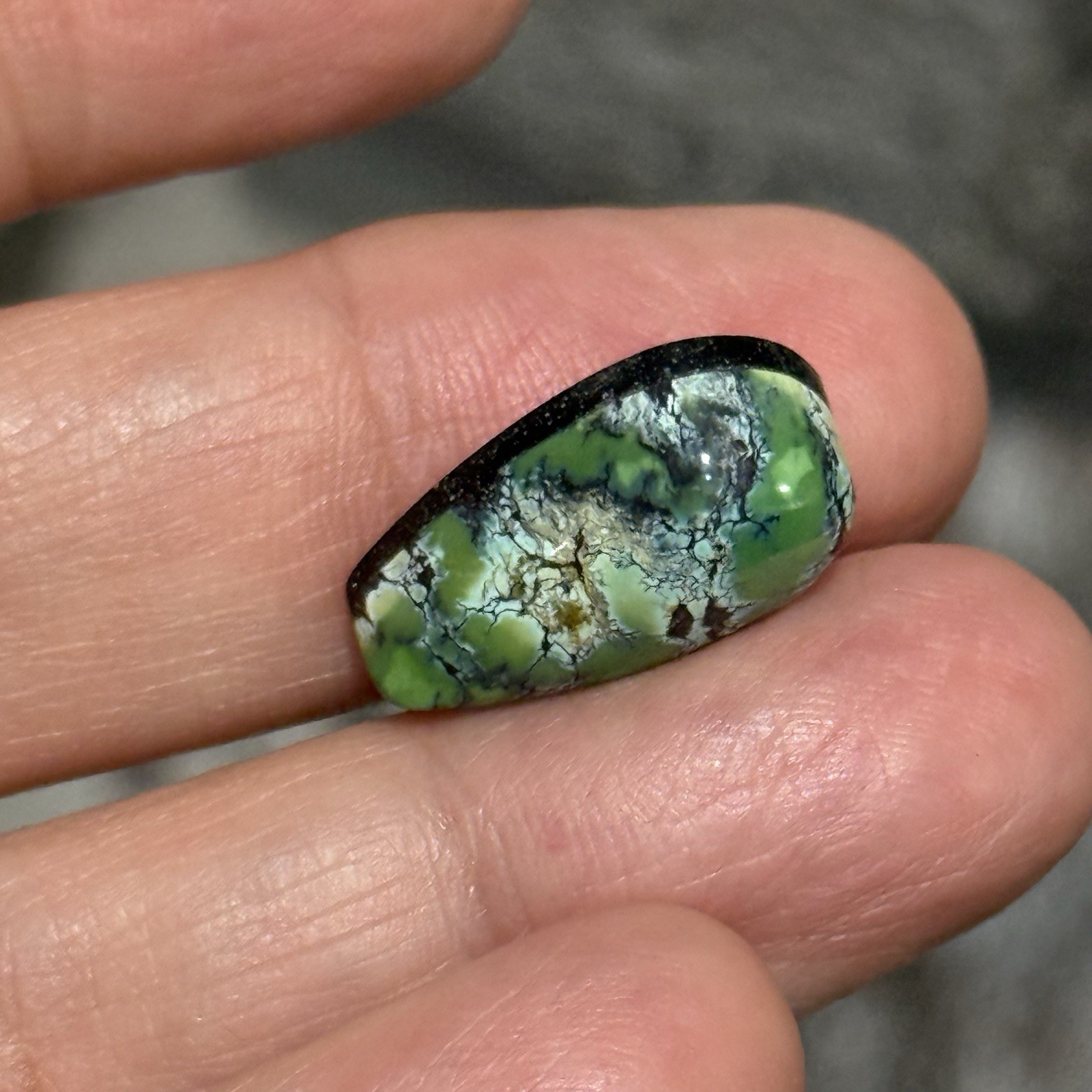 10.7ct 18.9×10.5×7.5mm Green Qingu Mine Turquoise Teardrop Cabochon Backed Stone