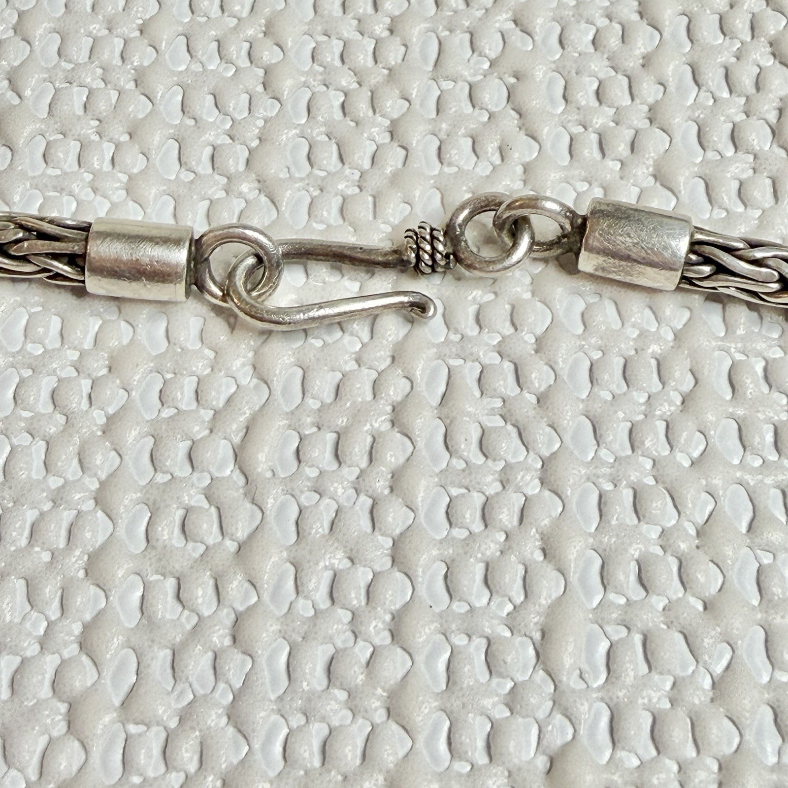 Sterling Silver Foxtail Chain Necklace 16”Hook Clasp Stamped 925 30g