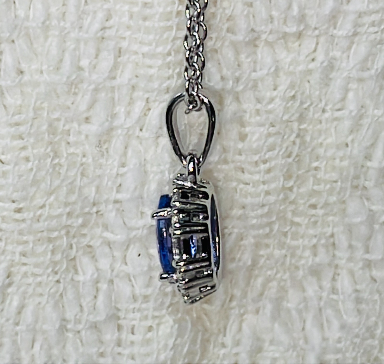 Tanzanite & Diamond Pendant Necklace 925 Sterling Silver 18 to 20 inches – NEW!
