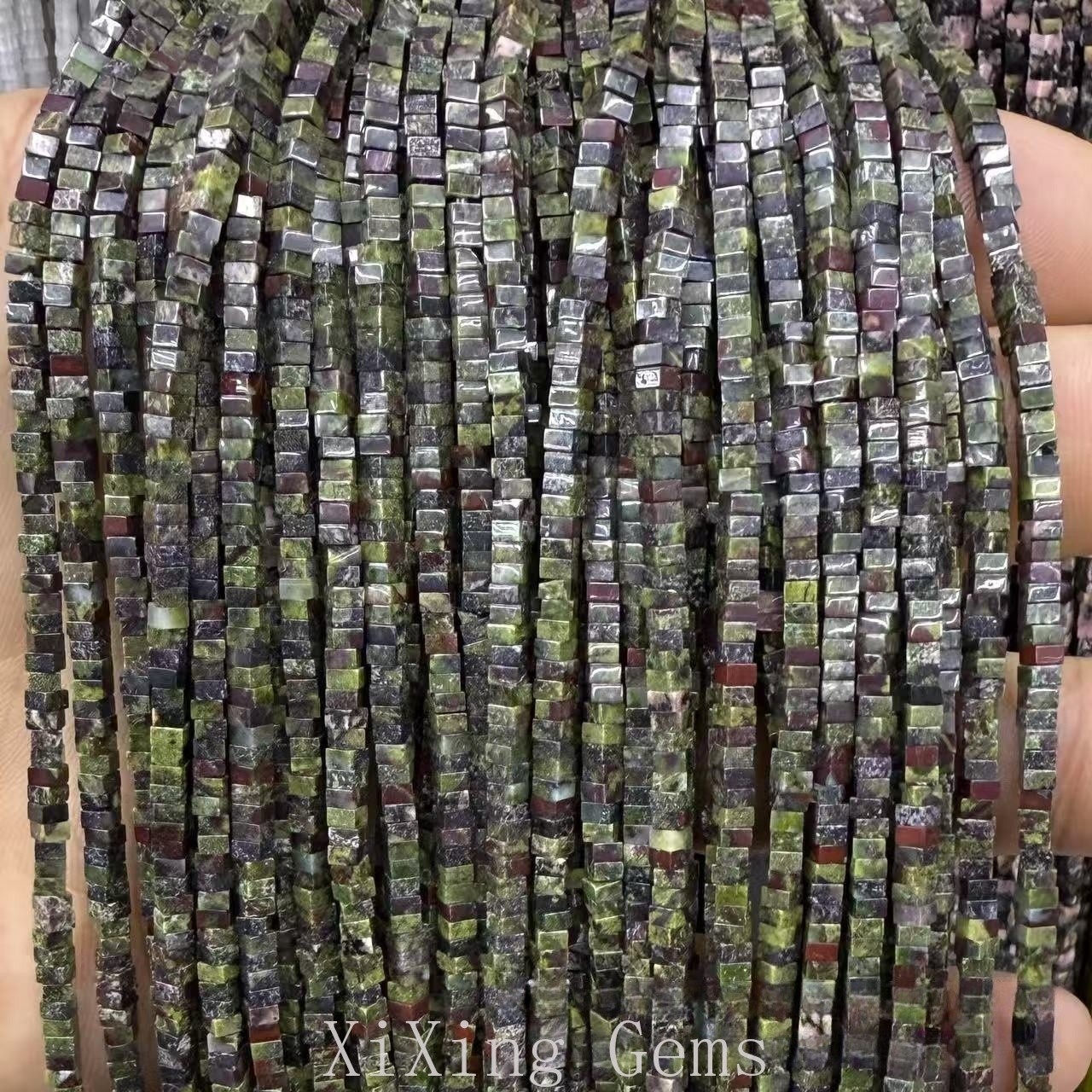 1x2mm Natural Dragon Bloodstone Flat Square Disc Spacer Beads for Jewelry Making