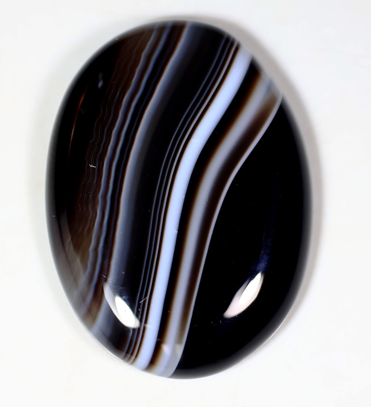 31 Ct 6X21X28 mm Natural Black Botswana Agate Oval Cabochon Gemstone HY-499