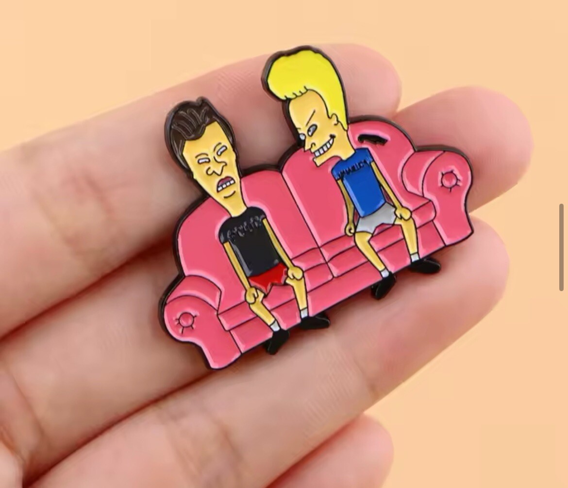 Beavis And Butthead Couch Style Pin Rubber Pin Backer Fun Pin Brooch Enamel Mtv