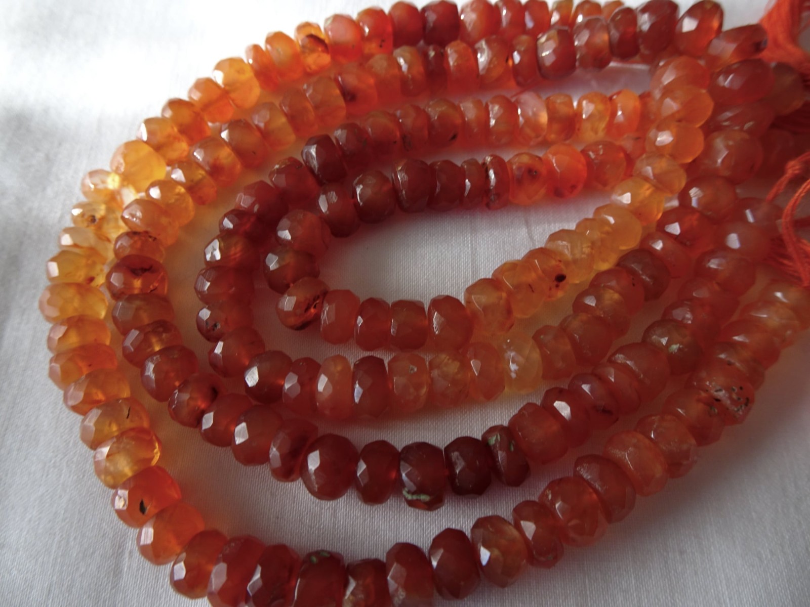 14 1/2″ Str Natural Carnelian Faceted Rondell Stone Beads 6-7mm Wide A203 DNG