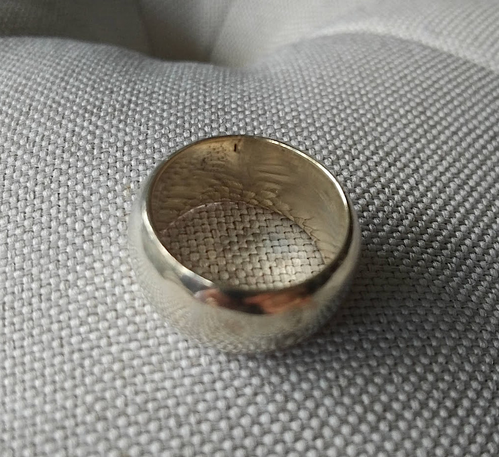 Vintage 90s Y2K silver ring 10mm wide band 925 convex outer sz 5.5-7.5 used SEE