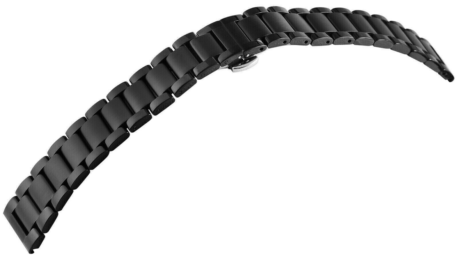 Ringed Watch Strap Stainless Steel 18 20 22 24 Brushed Black