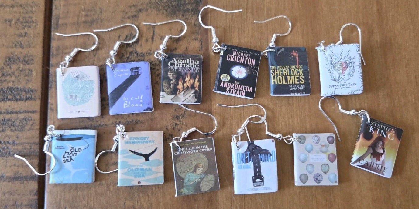 Individual Mini Book Earrings Handmade – Classics and Children’s Literature