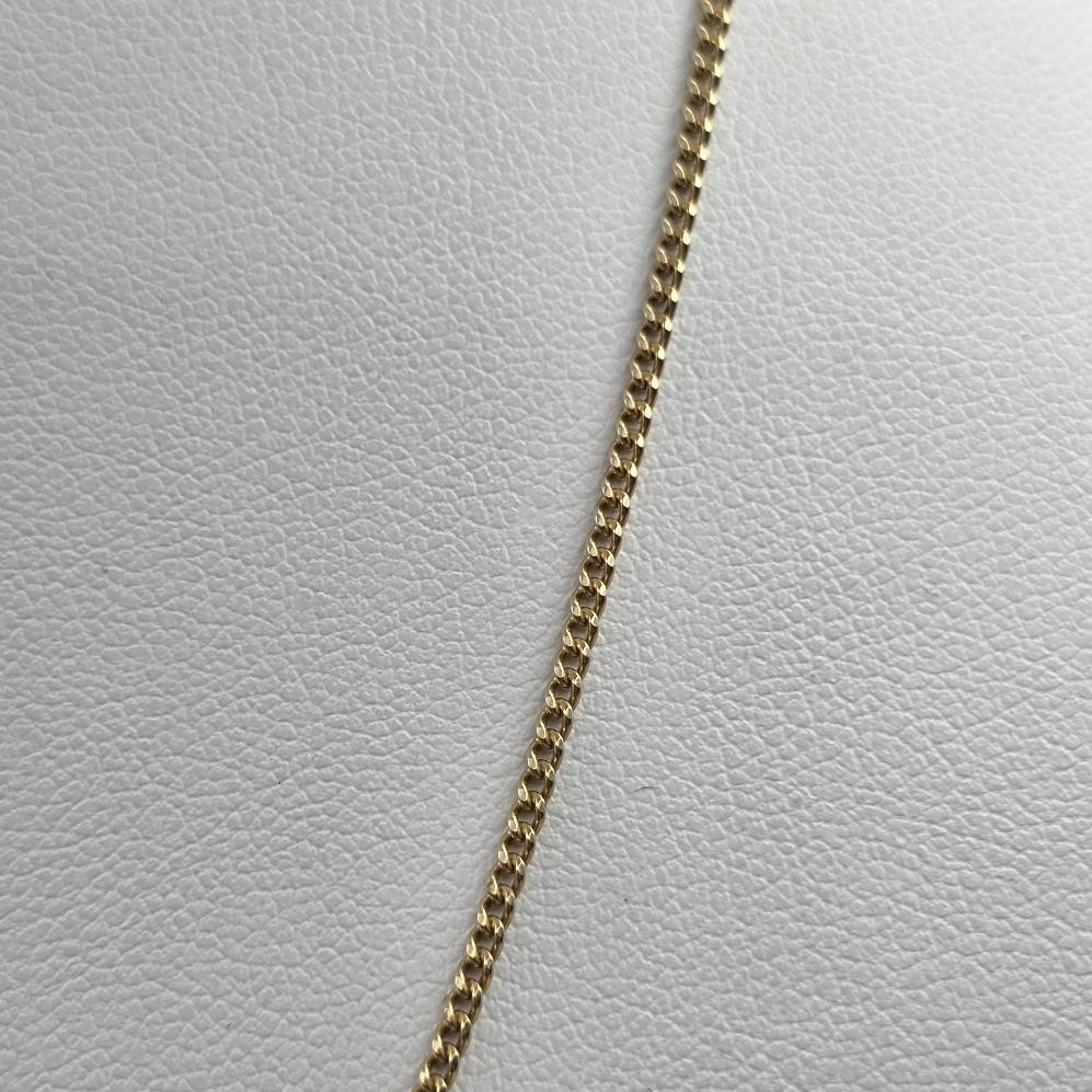 18″ 14K Yellow Gold 1.3mm Curb Link Chain Necklace w Spring Ring Clasp 1963PR