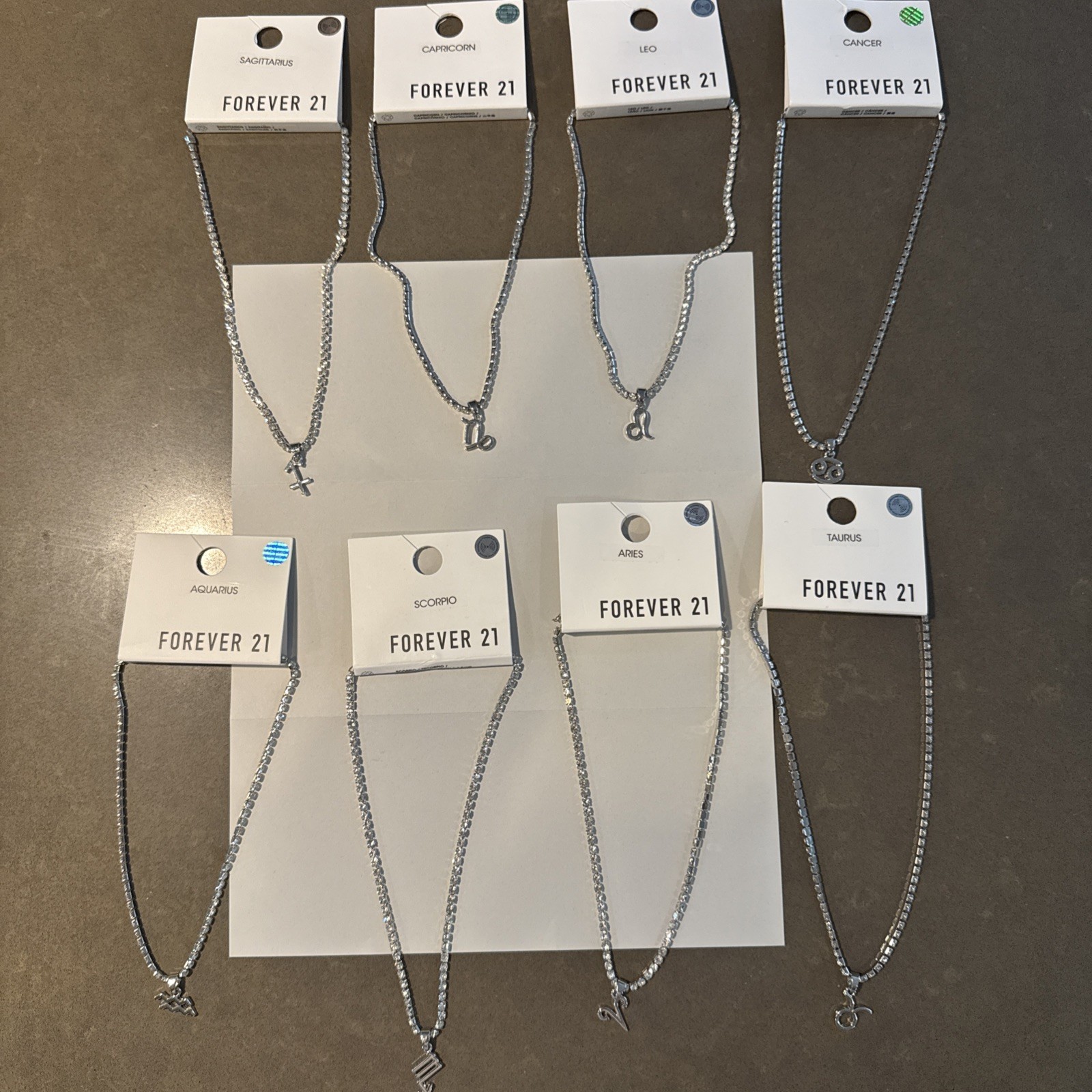 Zodiac sign necklace, silver .