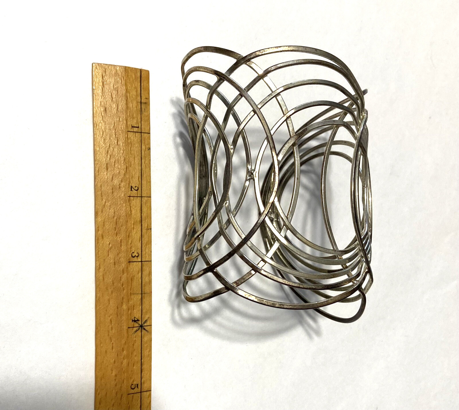 Artisan made Silver Wire Scroll Open Cuff Bracelet – 45g