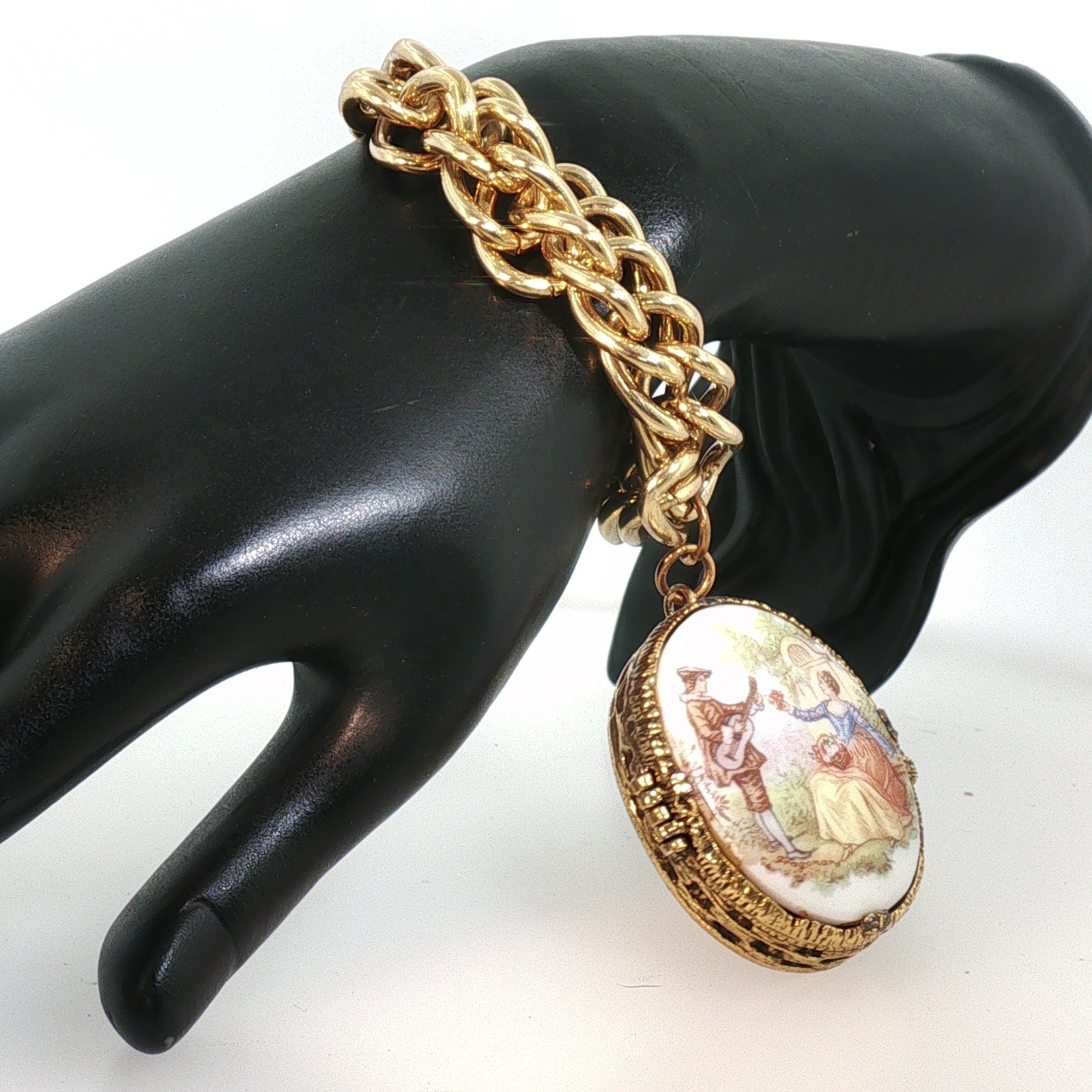 Vintage Mary Chess Gold-Tone Locket Bracelet Perfume Jewelry Collectible