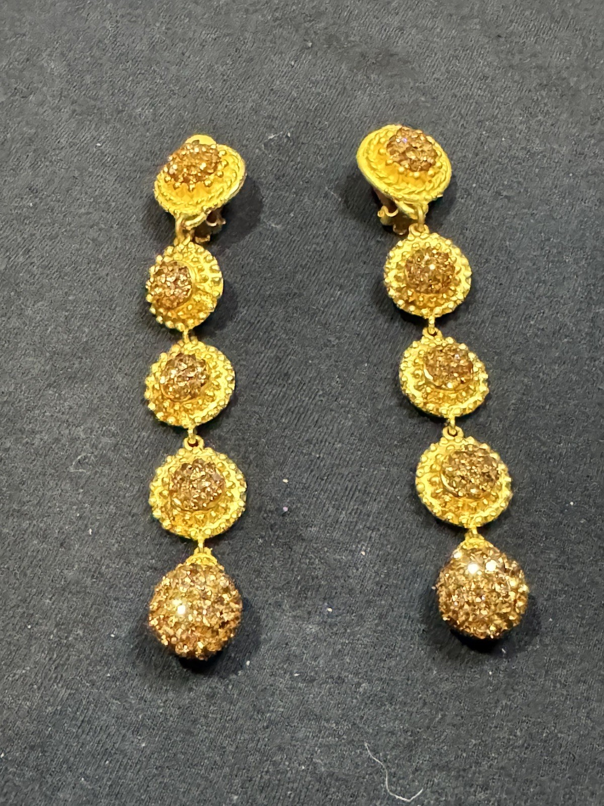 Vintage Deanna Hamro Gold Tone Crystal Pave Necklace(42″) & Earrinng Set, Signed
