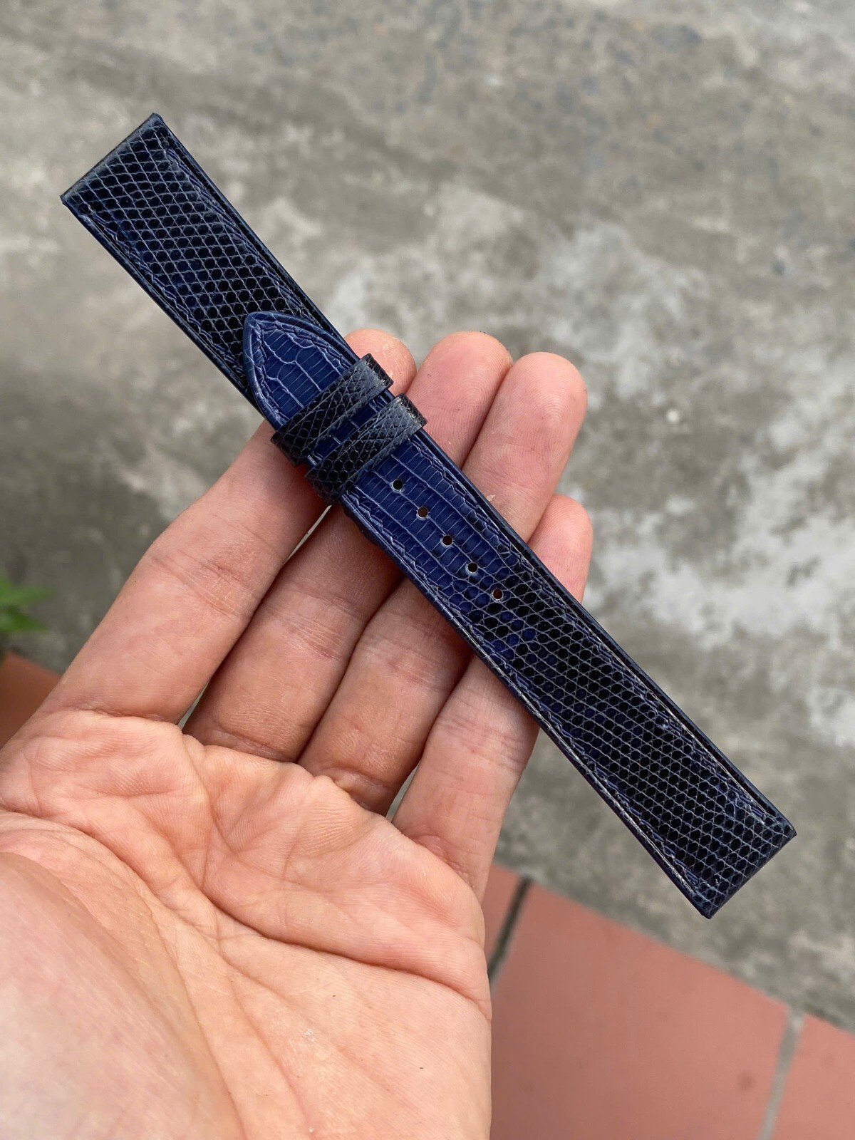 Navy Genuine Lizard skin leather watch strap band 10…17 18 19 20 21 22 23 26mm