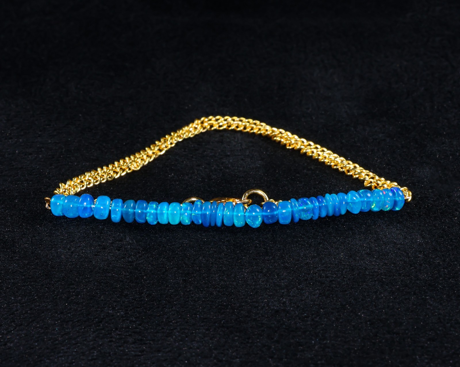 Natural Paraiba Opal Beaded Necklace – Neon Blue Green Gemstone Jewelry