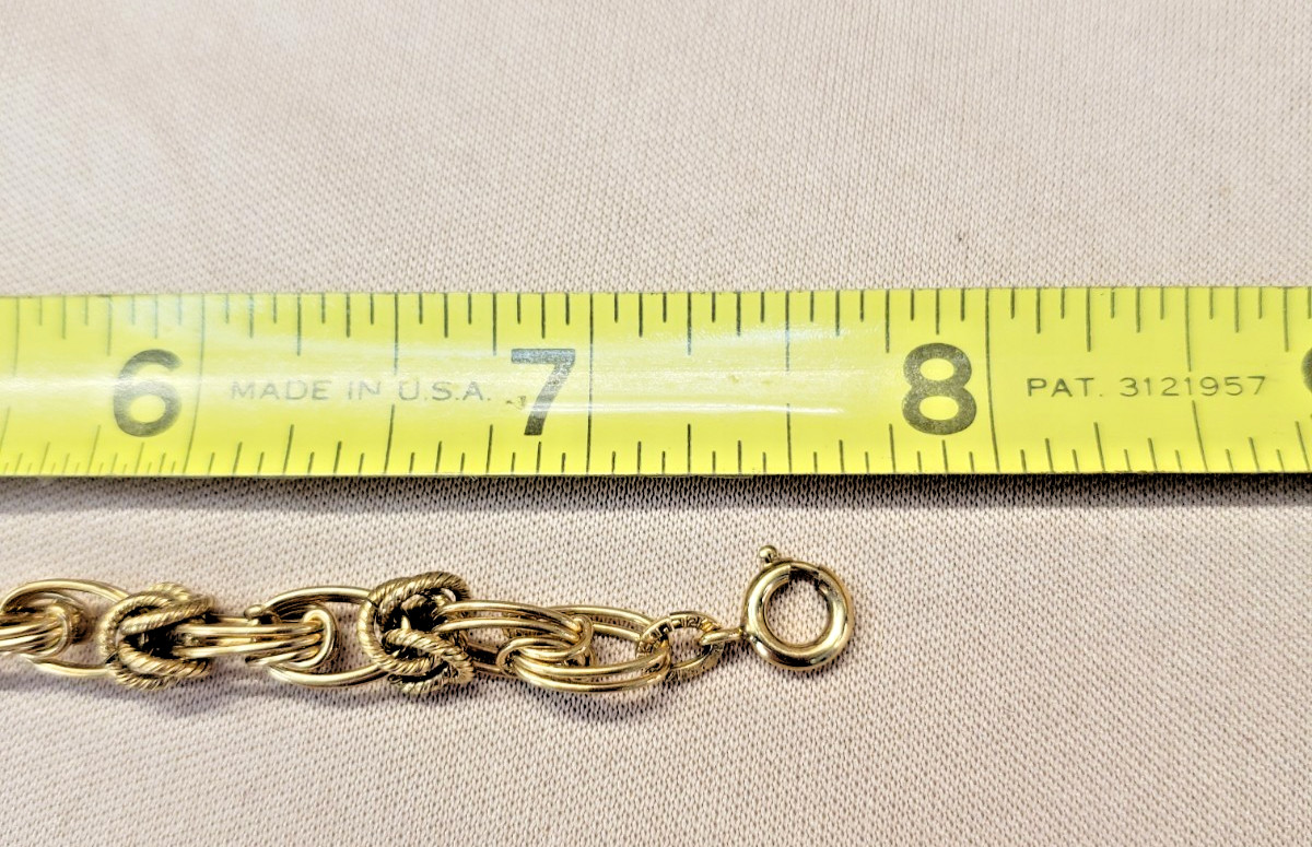 Vintage 12K Gold Filled Textured Oval Link Bracelet Signed J.B. Jacoby Bender