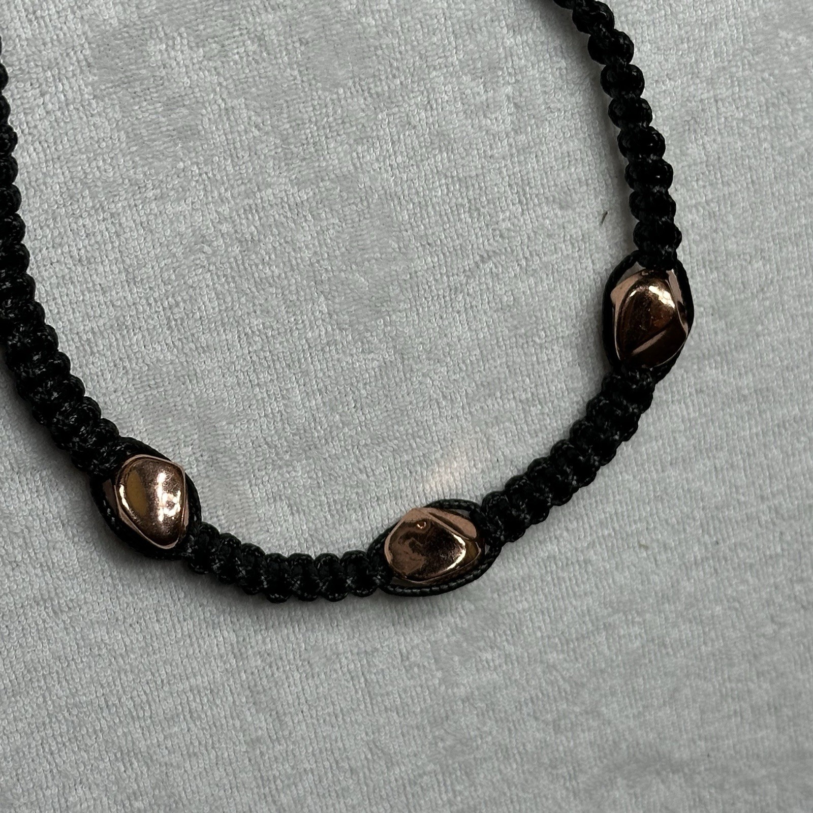 Hemp Black Hobo Hippie Necklace With Shiny Beads