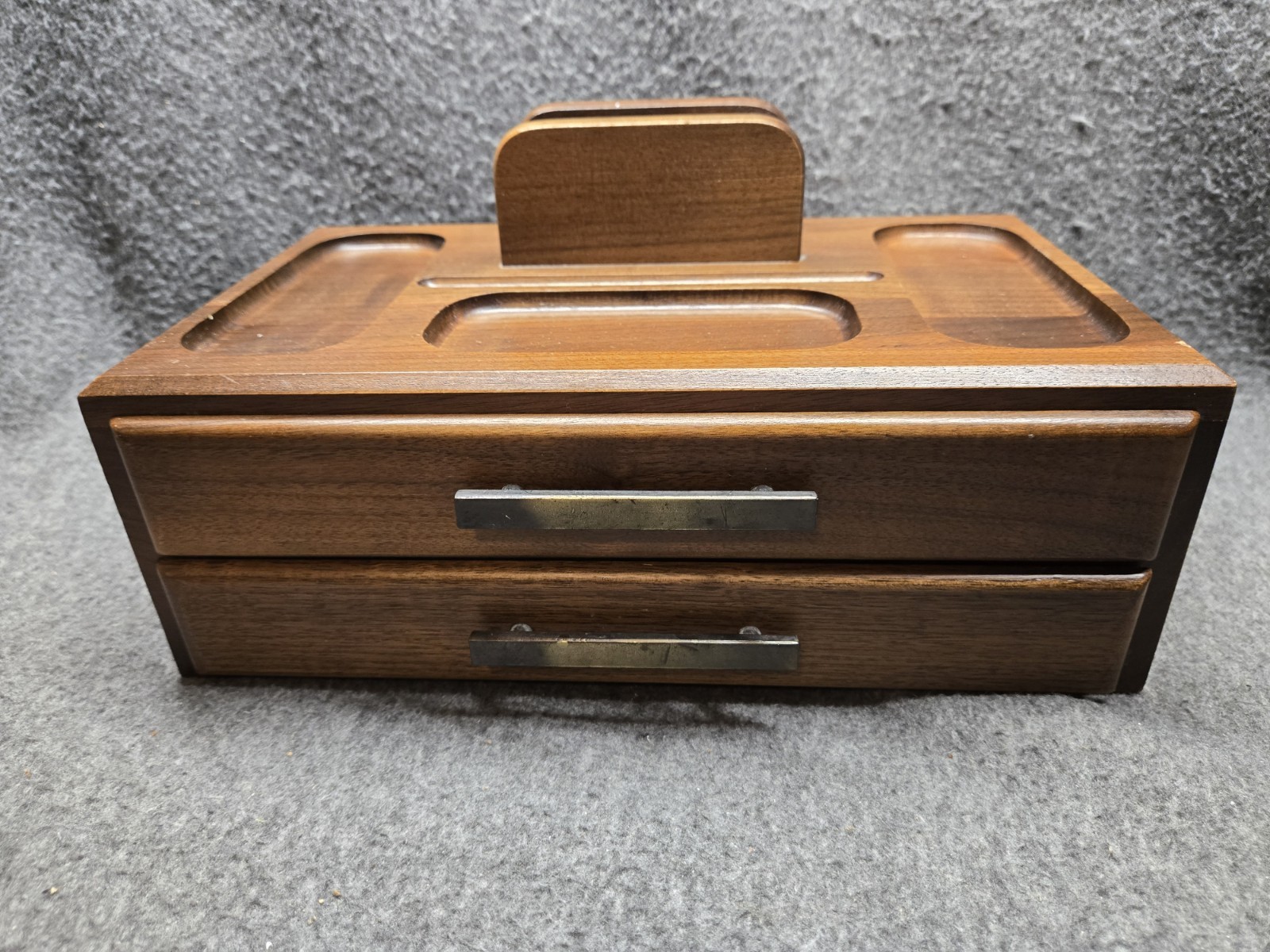 MCM Solid American Walnut Men’s Dresser Valet Jewelry Coin Storage Chest