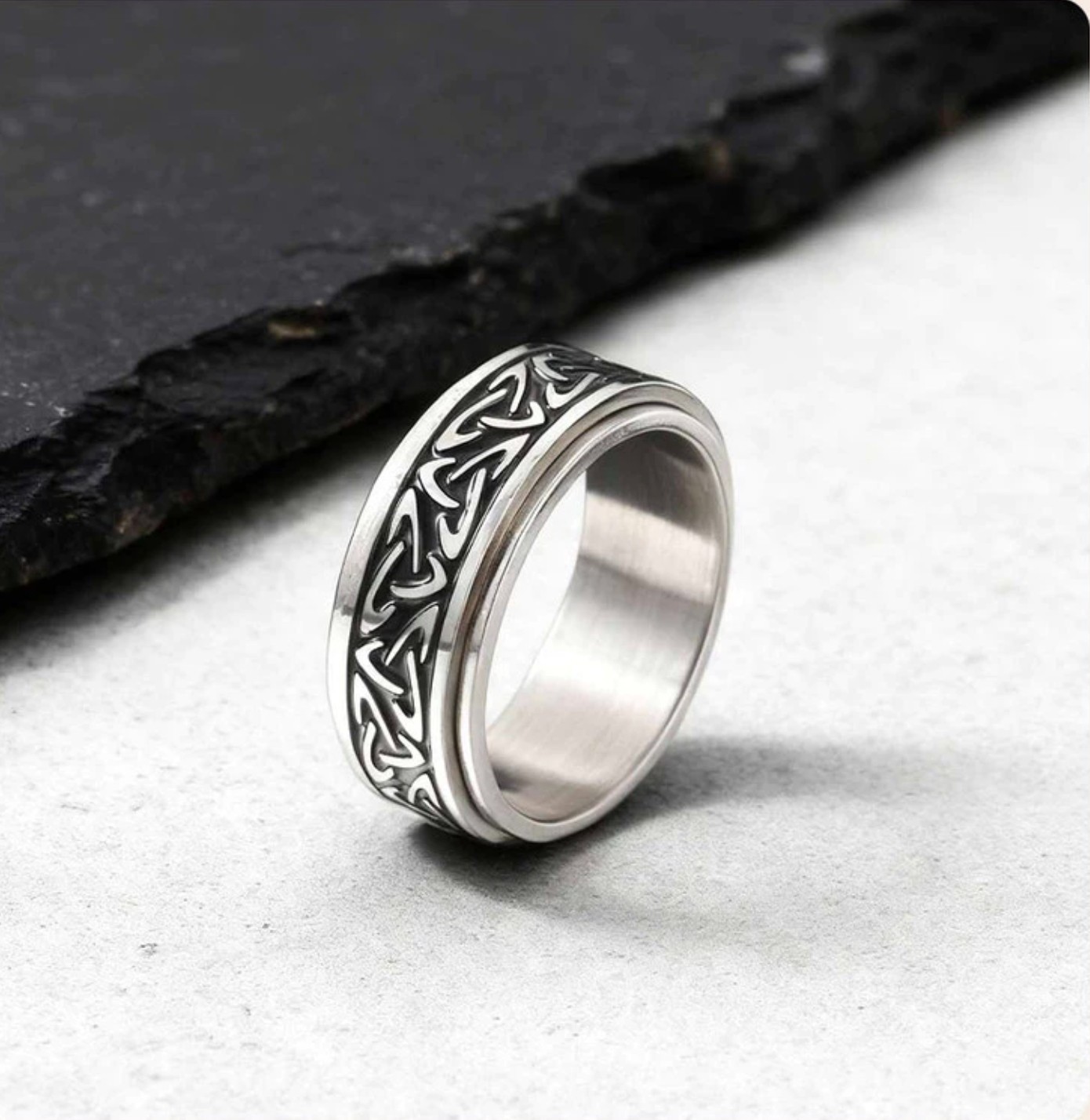 8mm Men’s or Ladies Stainless Steel Ring Vintage Punk Celtic Knot Waves wedding
