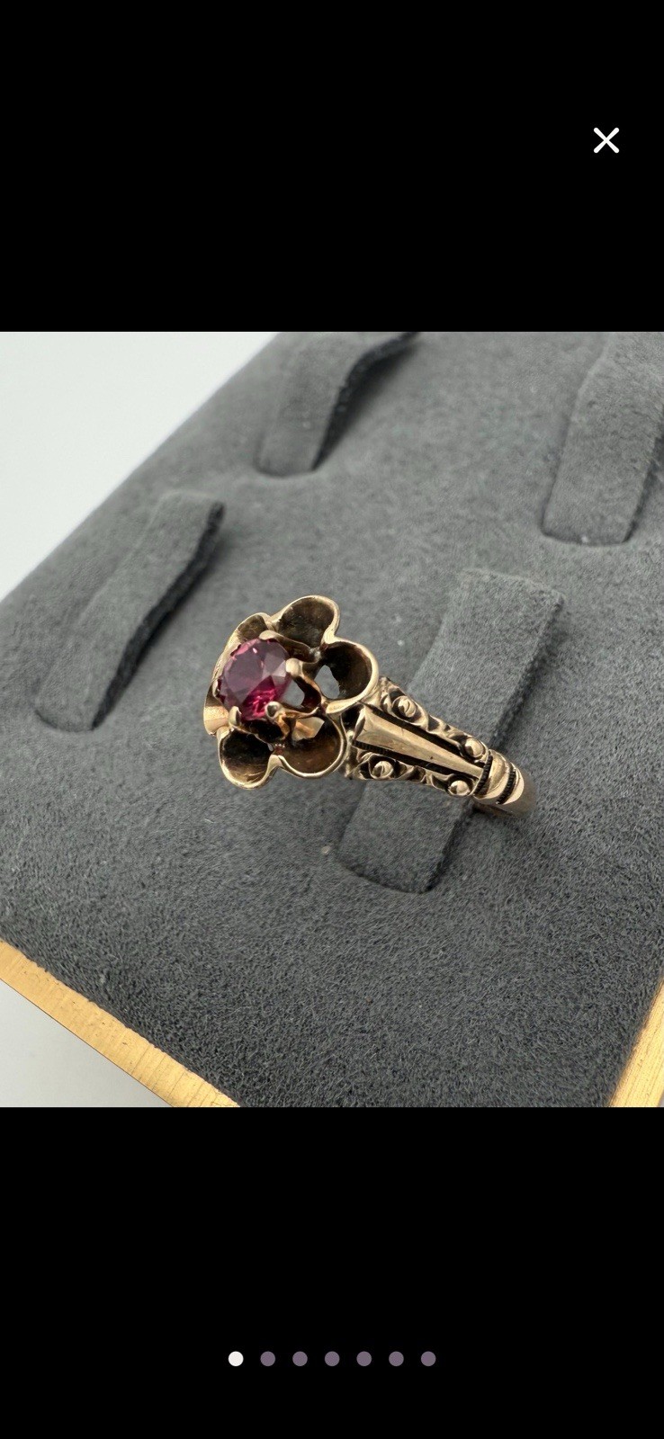 Antique Victorian 10k Yellow Gold Ruby Ring Belcher ~ Size 6