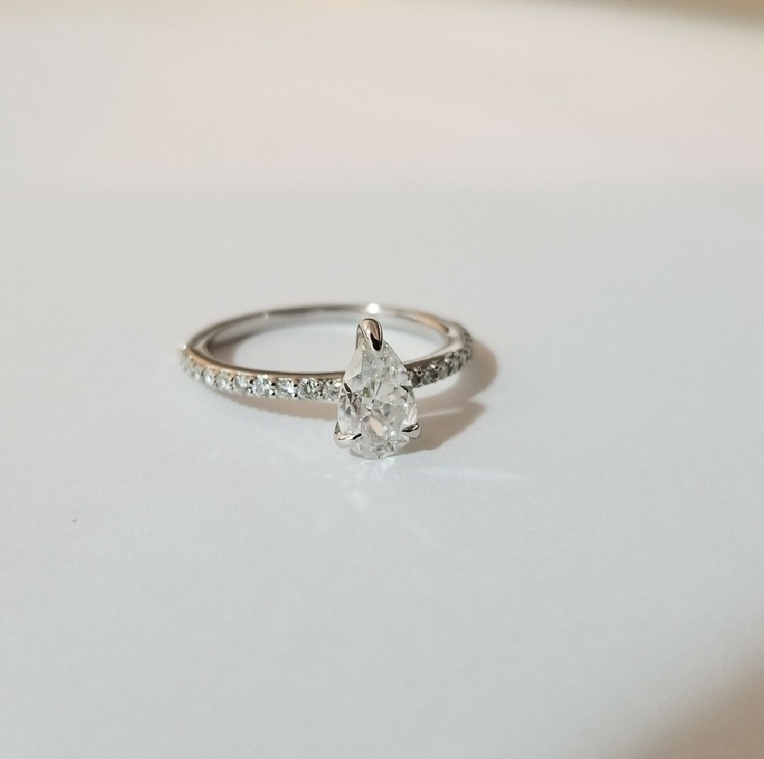 1.50 CARAT FOREVER ONE MOISSANITE PEAR SHAPE CHARLES & COLVARD RING