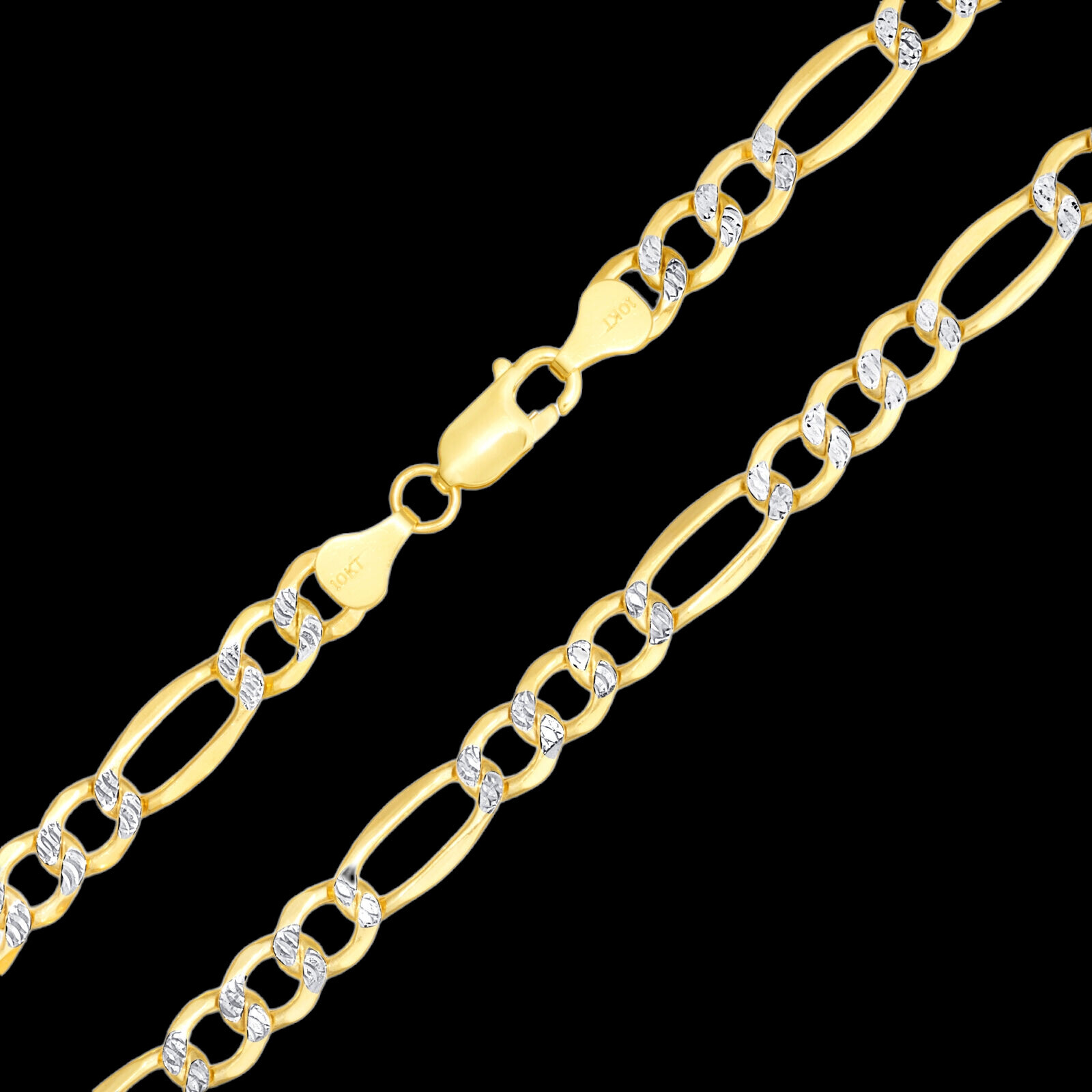 Real 10k Gold Chain Figaro Link Necklace 3.5mm-9mm, Men Women 18″-30″ Inch, 10kt