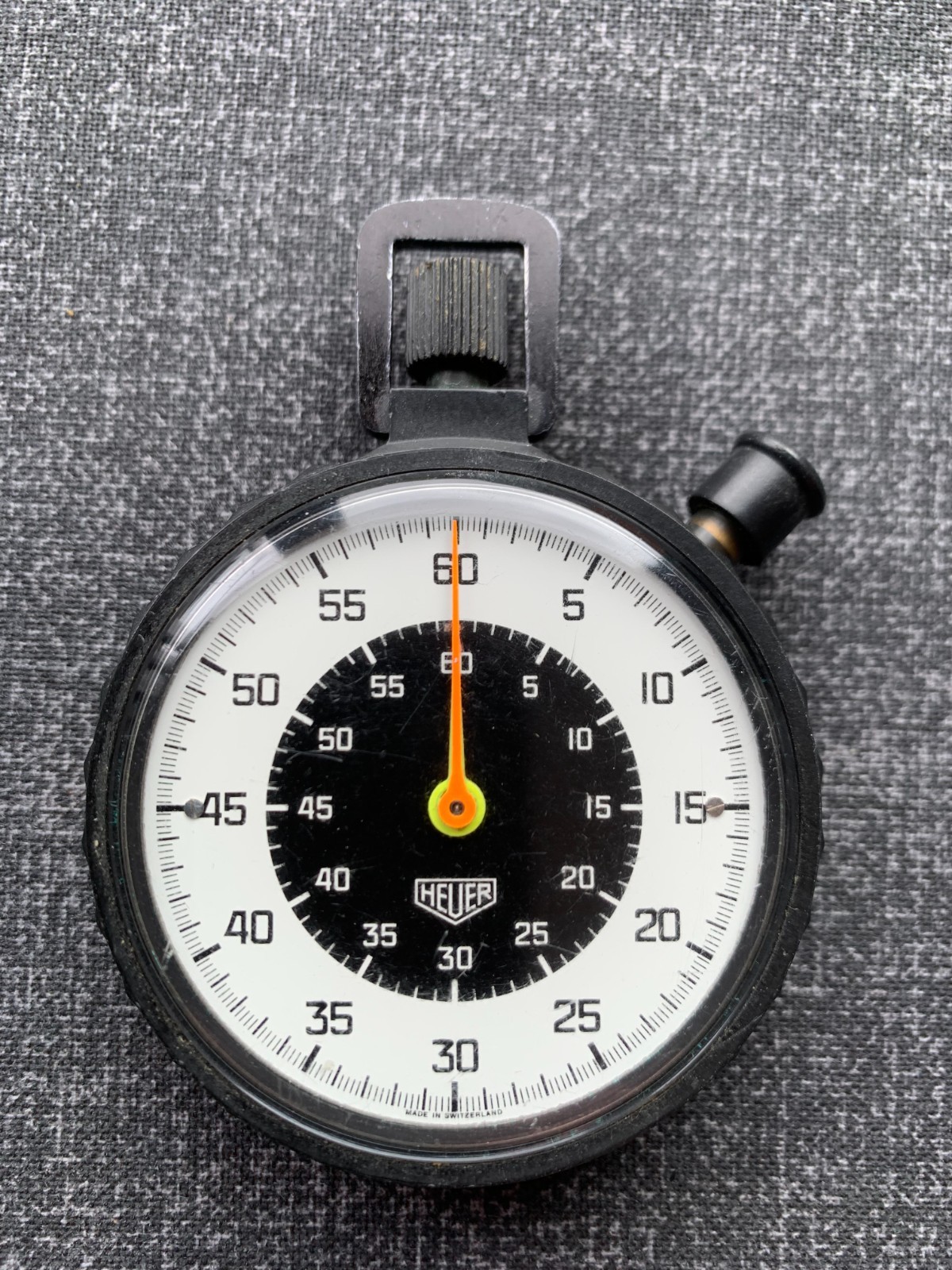 Vintage 61mm Oversize Heuer Serviced Stopwatch Set on a Rally Dash Panel 2