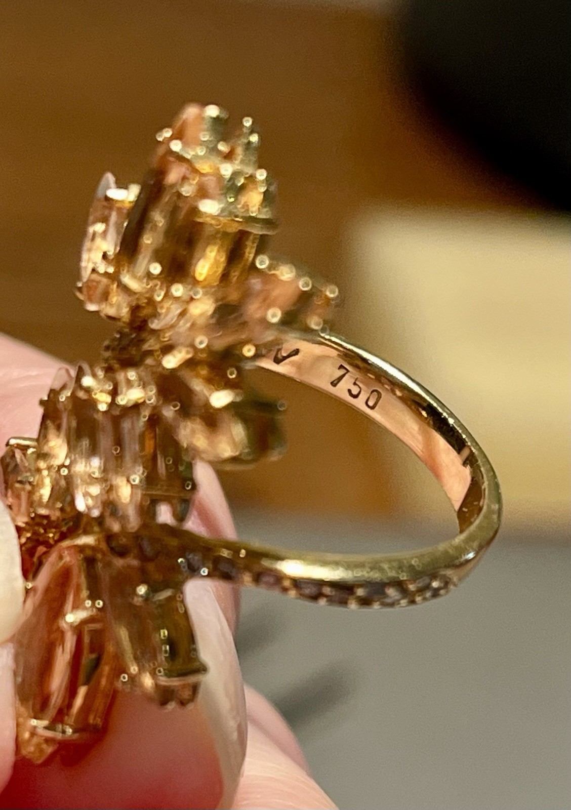 18k Gold Imperial Topaz & Diamond Ring 5.61gr Vintage Estate Sizable Statement!