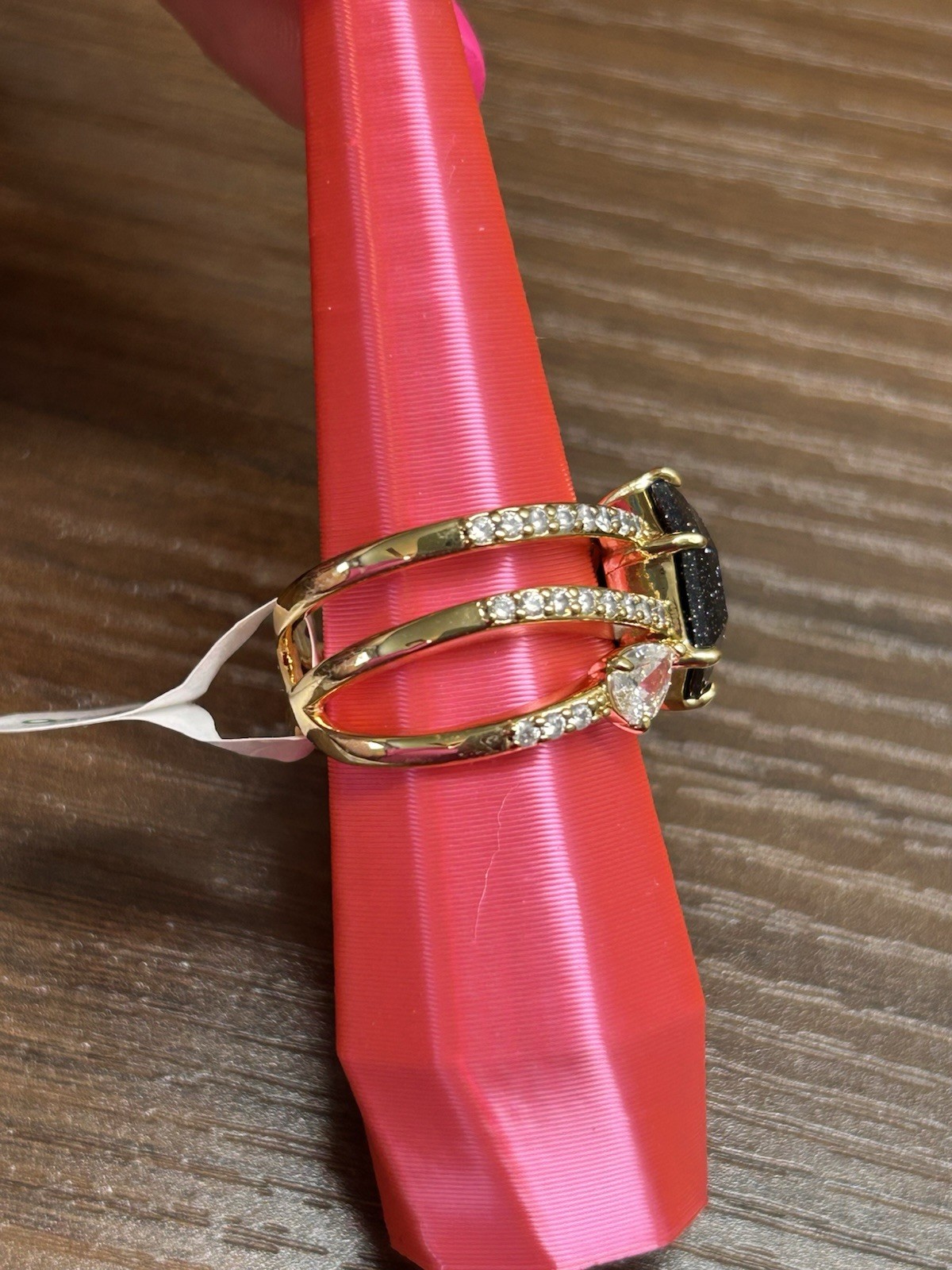 Bomb Party UNTAMED Ring Sz 8 “Slither & Spark” Onyx Sandstone on Gold