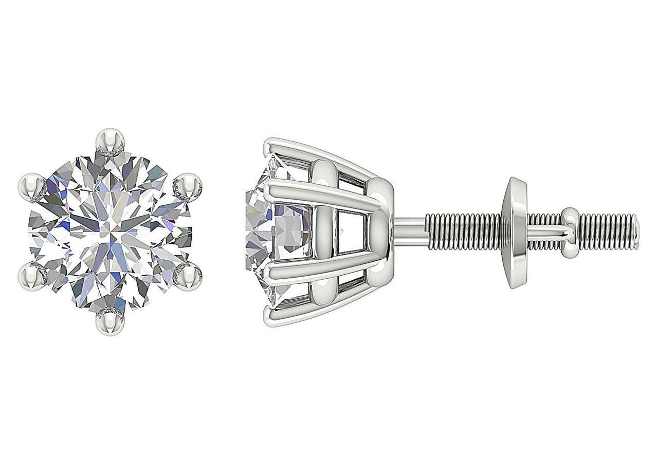 SI1 G Natural Diamond Solitaire Studs Earrings 0.45 Carat White Gold Screw Back