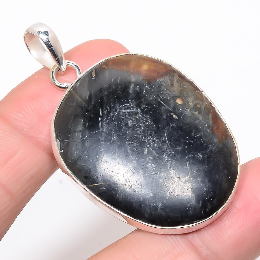 Picasso Jasper Handmade Silver Plated Jewelry Pendant 2.17″ T57