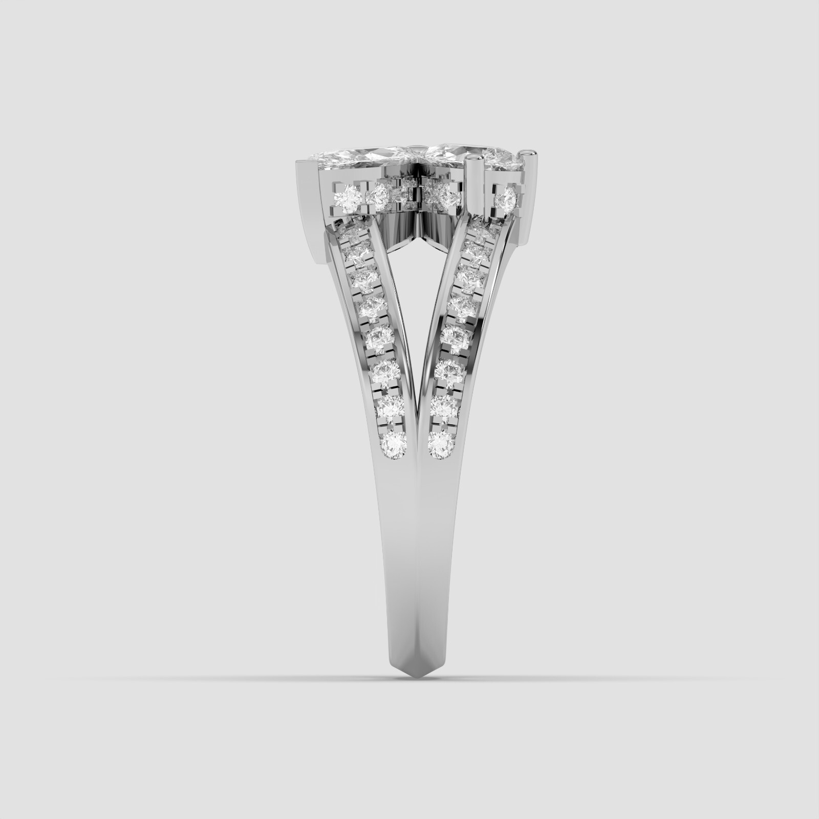 1.45 Ct Marquise , Pear & Round Cut Moissanite Stone Engagement Ring in Silver