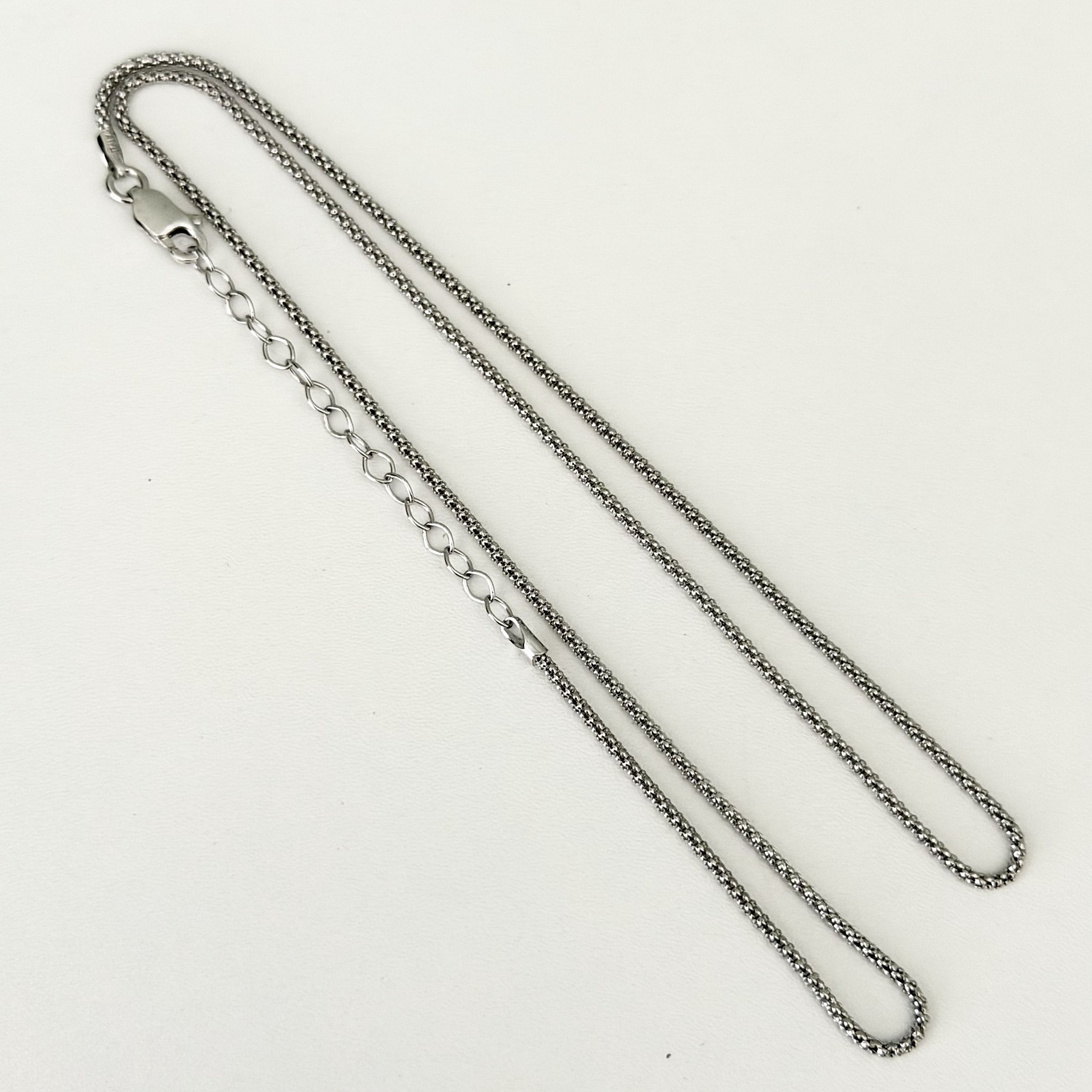 925 Italy Sterling Silver Popcorn Chain Link Necklace Adjustable 20″