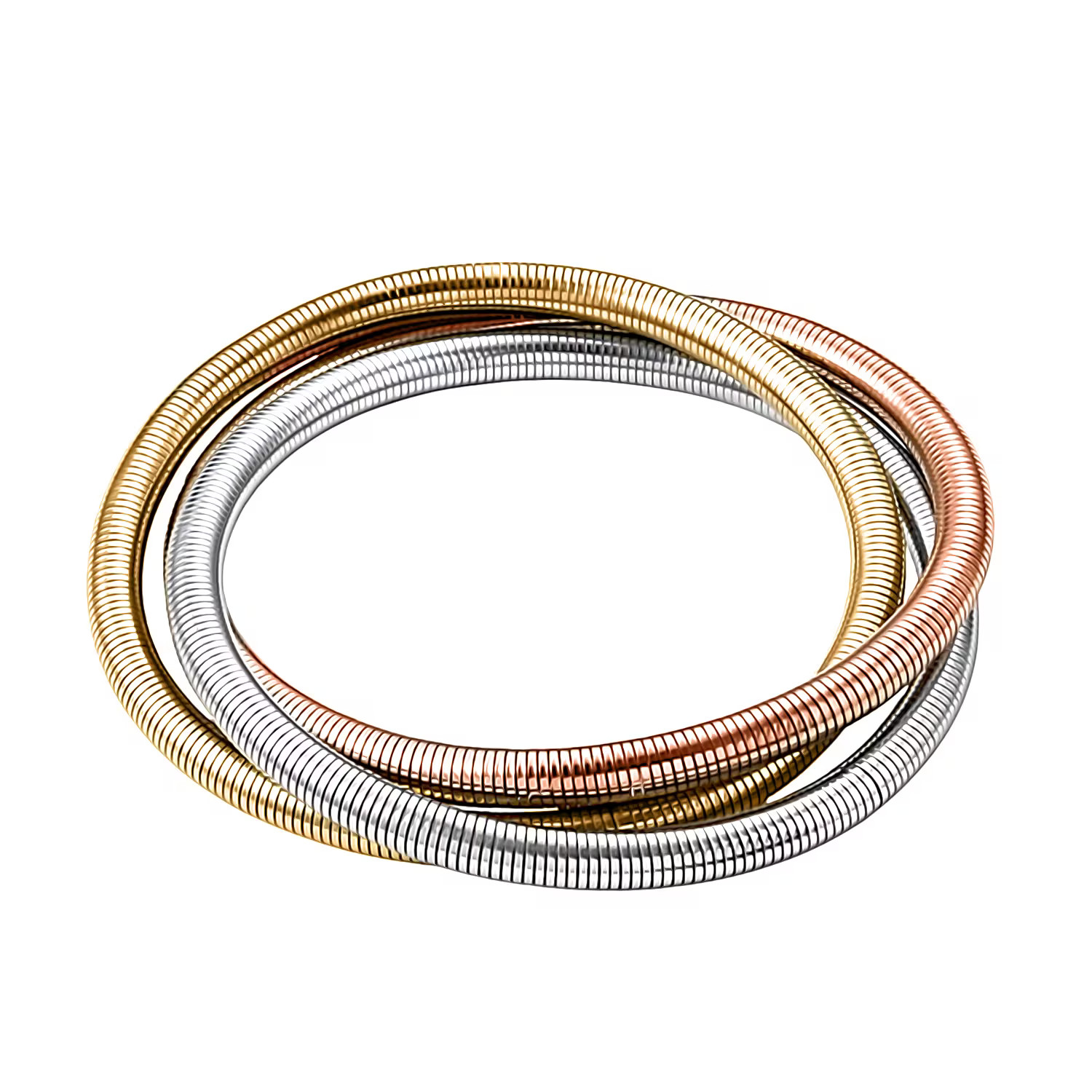 3-row Wrap Bracelet in ION Plated YRG and Stainless Steel (8.5-9.0In)