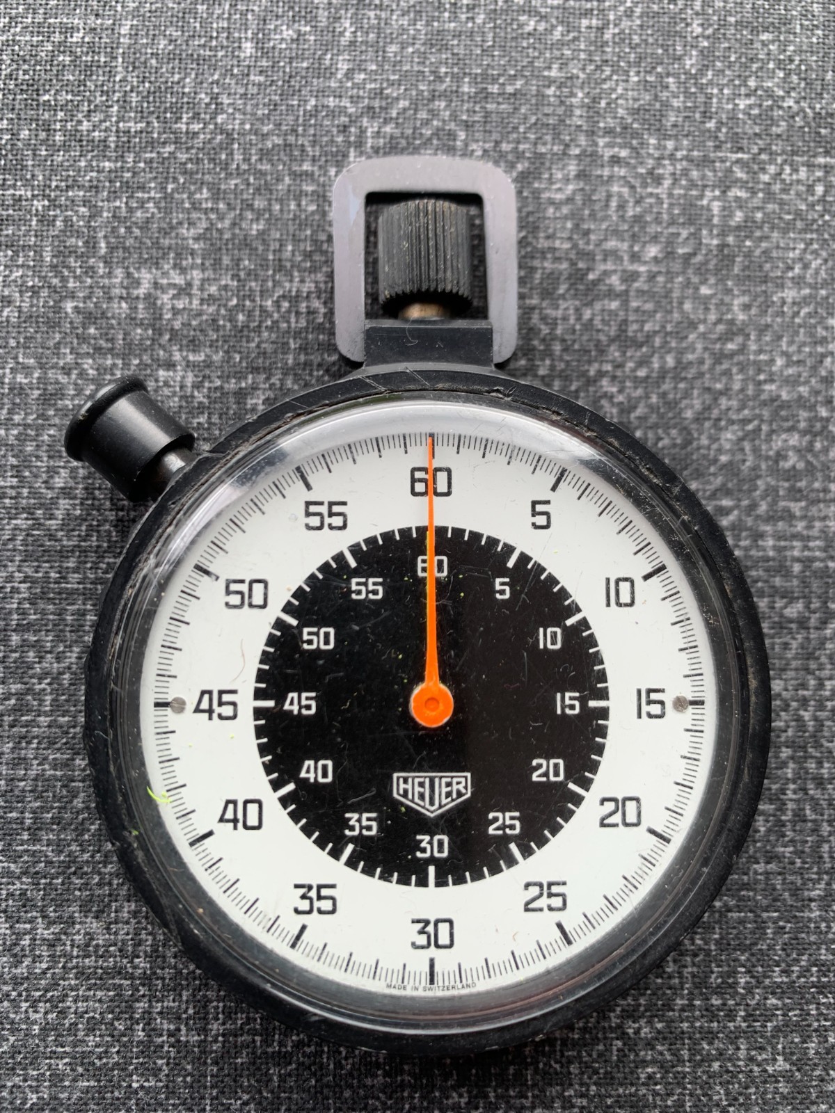Vintage 61mm Oversize Heuer Serviced Stopwatch Set on a Rally Dash Panel 2