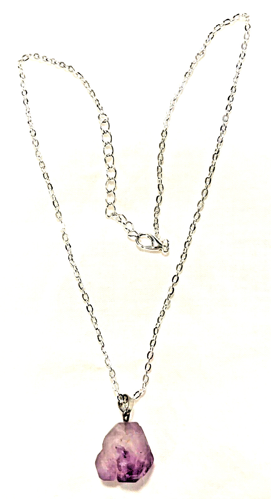 NEW Fashion Natural Gemstone Rock Irregular Amethyst Silver Tone Bail & Chain