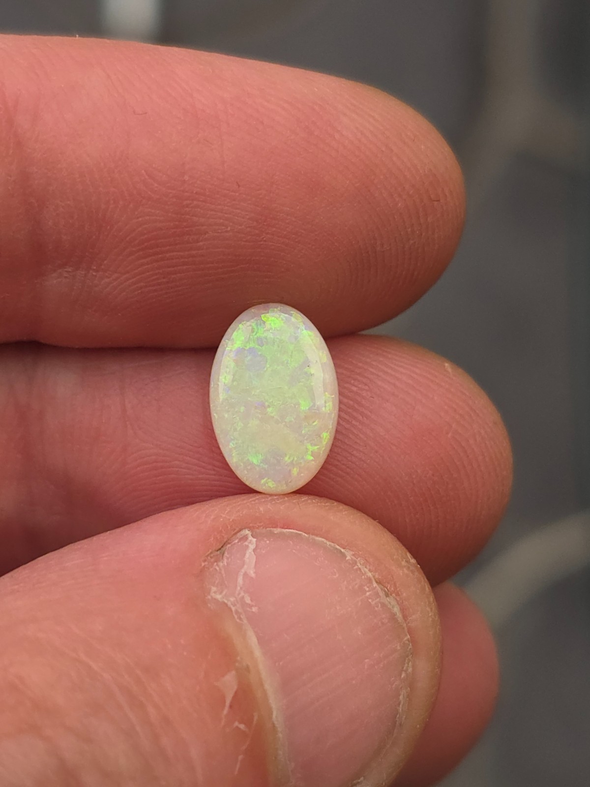 Australian Coober Pedy Solid Crystal Opal 1.5ct 12x8mm Oval Bright Green Fire