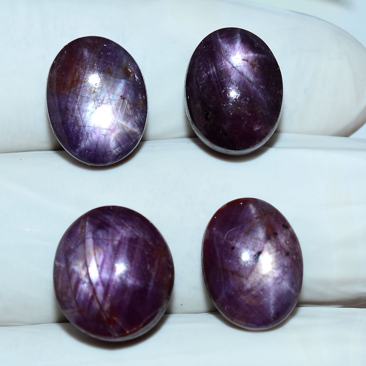 4 Pcs Natural Star Ruby Hi Grade 13mm-14mm Oval Cabochon Untreated Gemstones Lot