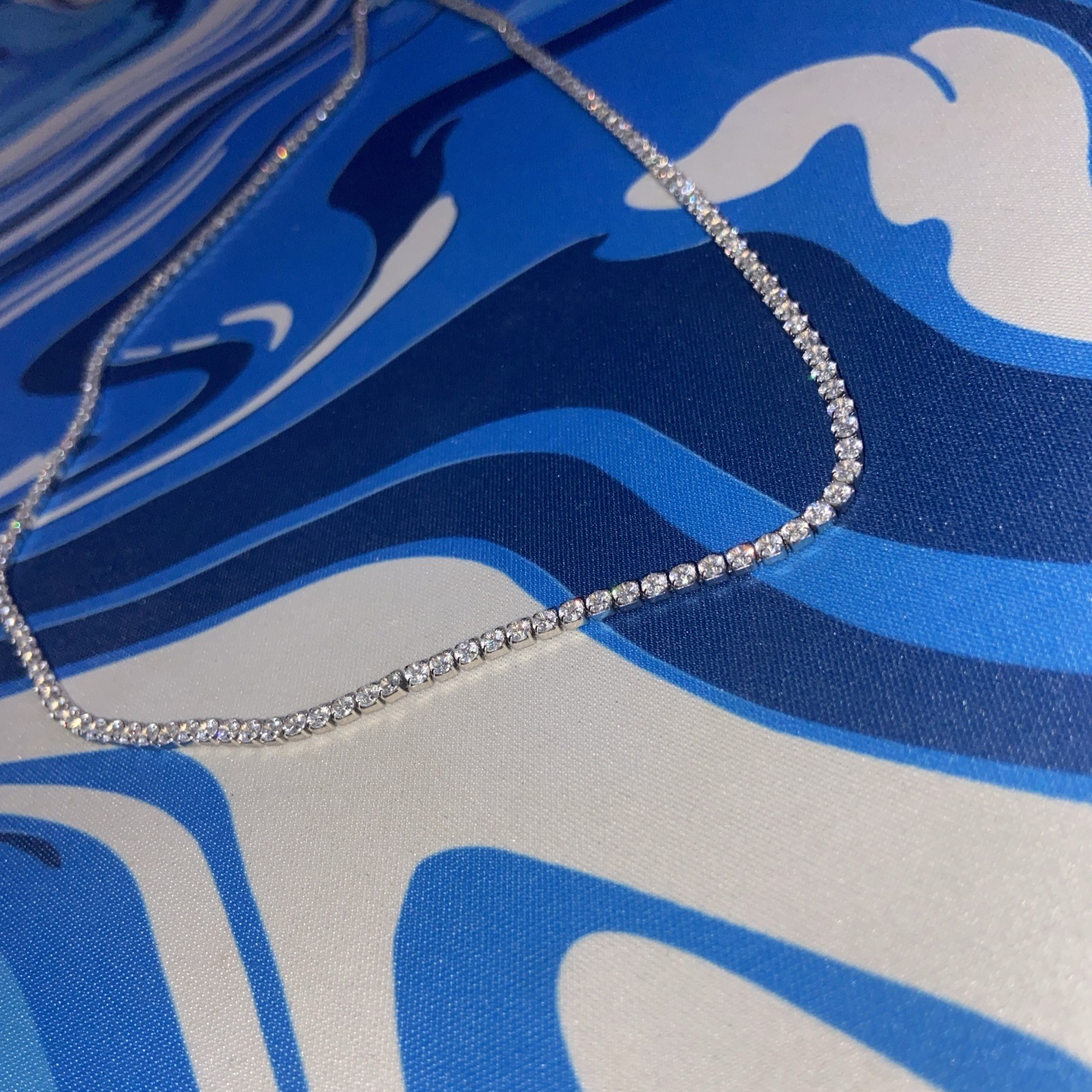 GLD Micro 2.5mm Tennis Chain in 18k White Gold Plated 16″ Necklace
