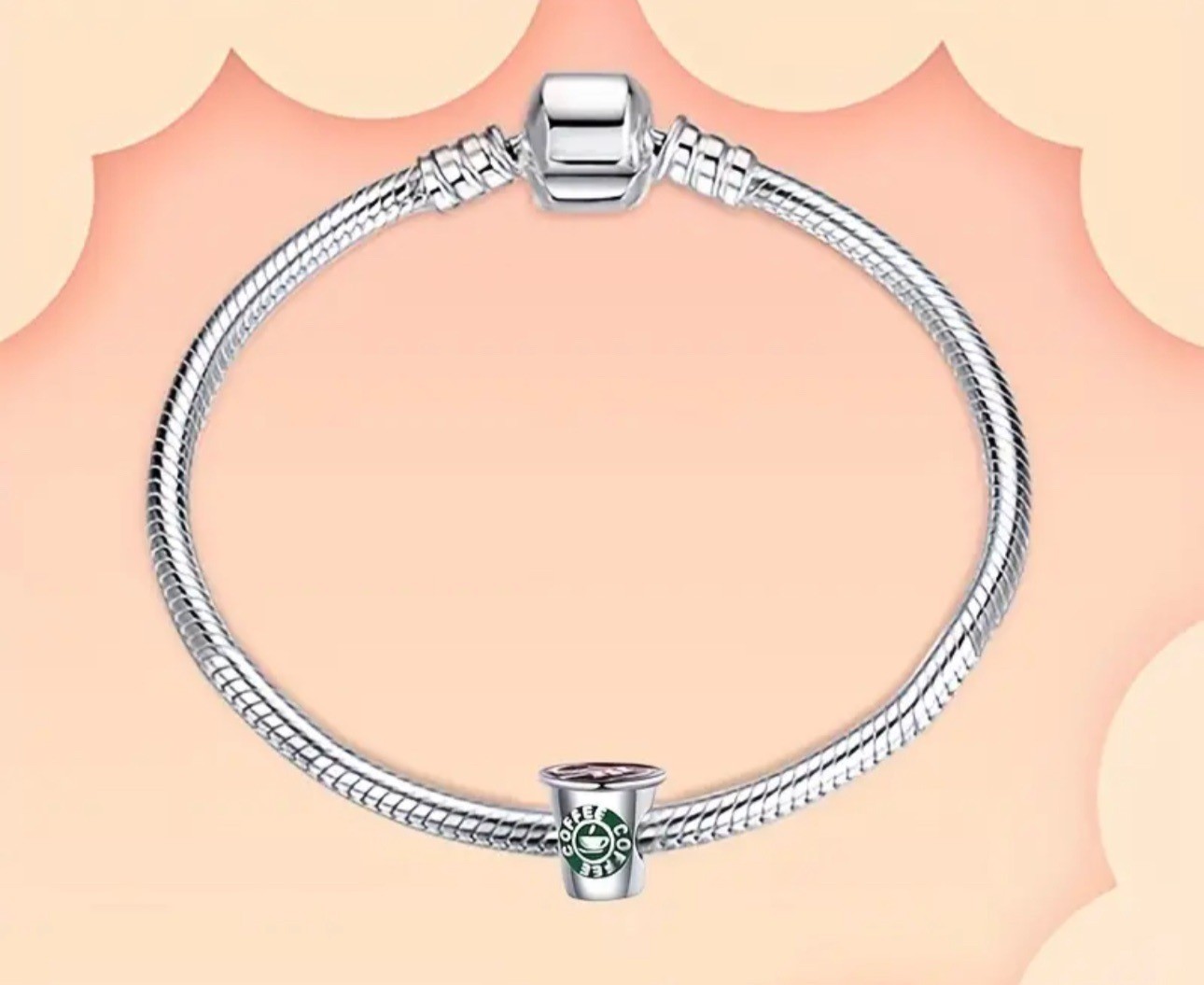 Coffee Cup Charm Bead – Silver Plated Jewelry Gift for Coffee Lovers