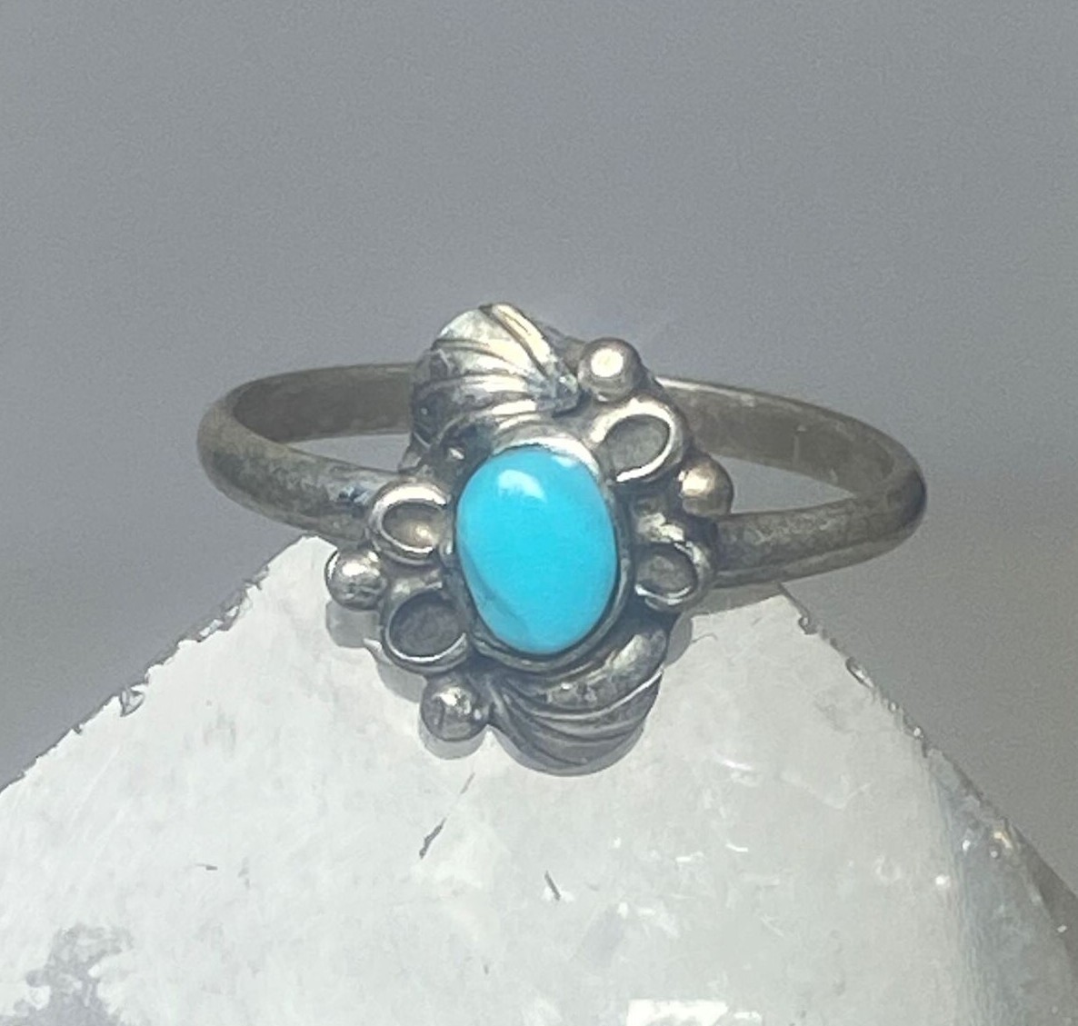 Turquoise ring southwest pinky floral leaves blossom baby children women girls