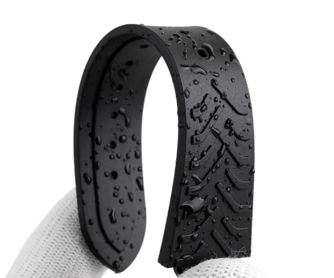 Rubber Watch Strap For Tudor Black Bay 41 22mm 12mm Black Deployant Clasp
