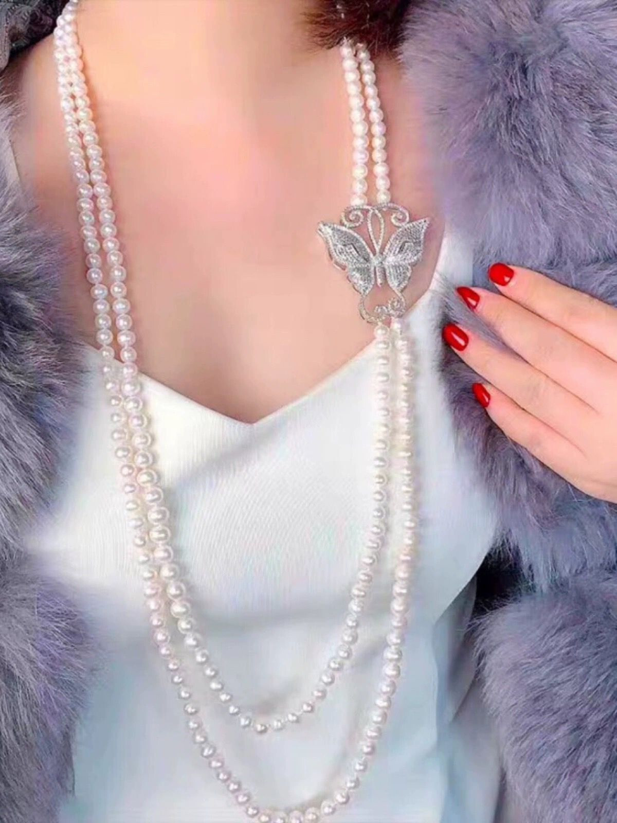 gorgeous 8-9mm south sea white pearl necklace26″28″ 925s
