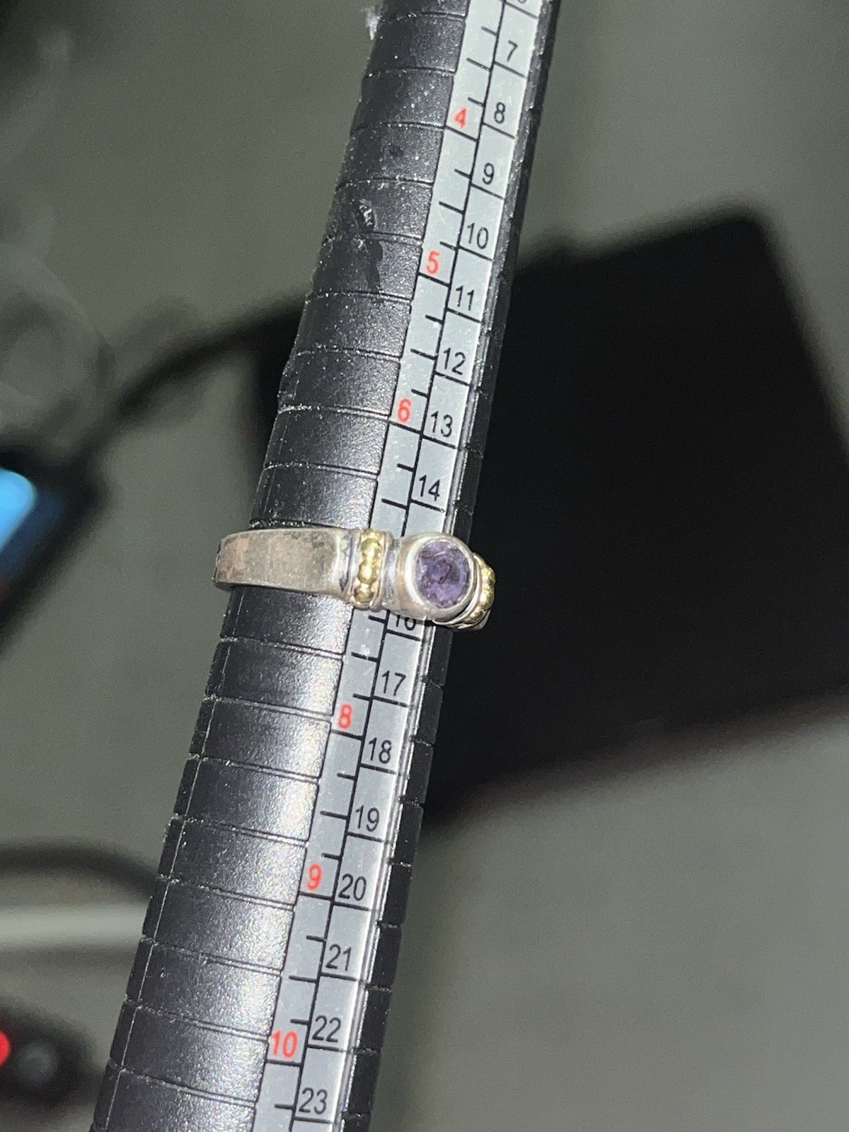 LAGOS Silver & 18K Yellow Gold Caviar Ring Size 7