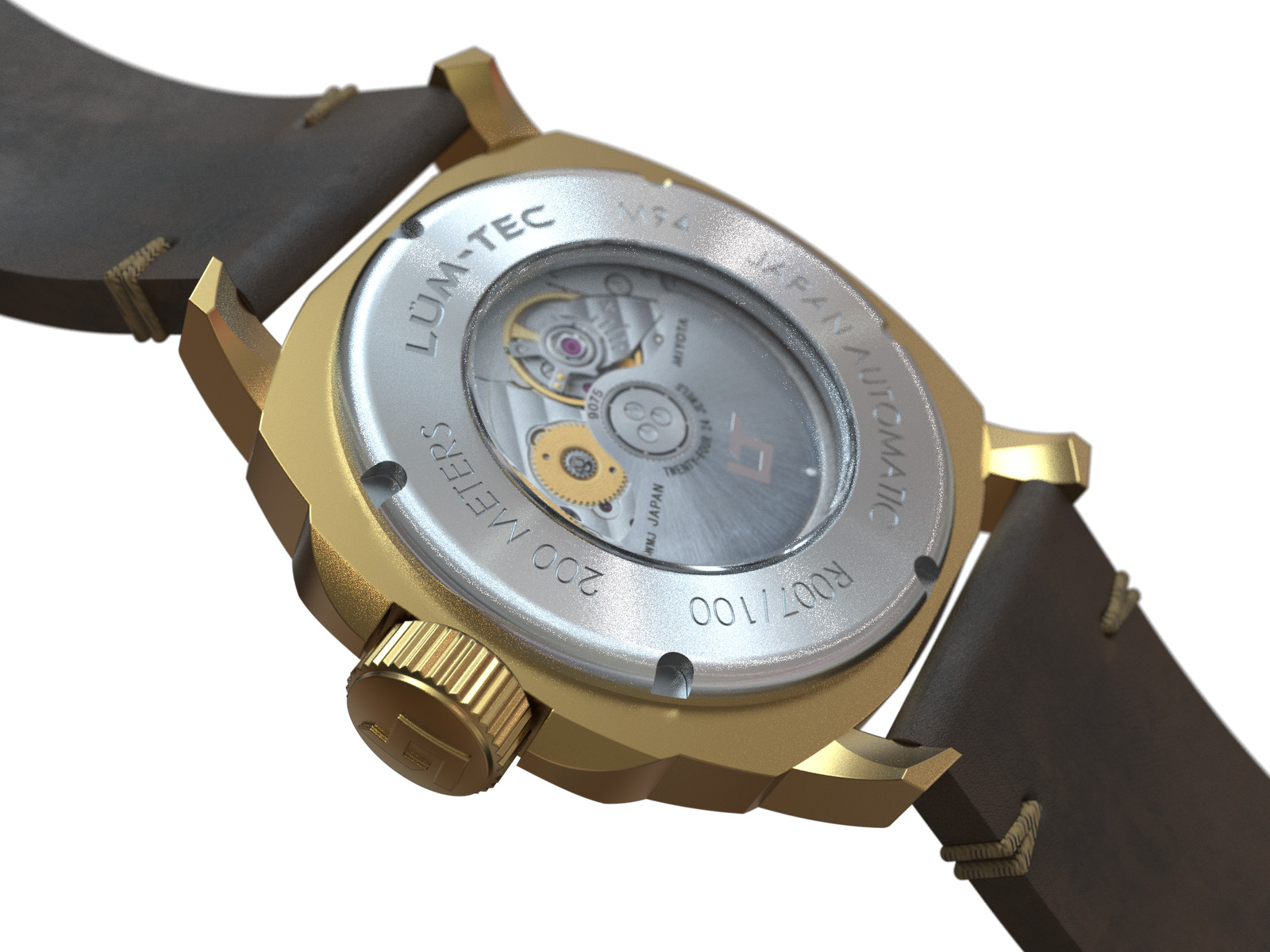 Lum-tec M94 Bronze Dive watch 44mm GMT No date 200M Horween strap NIB warranty