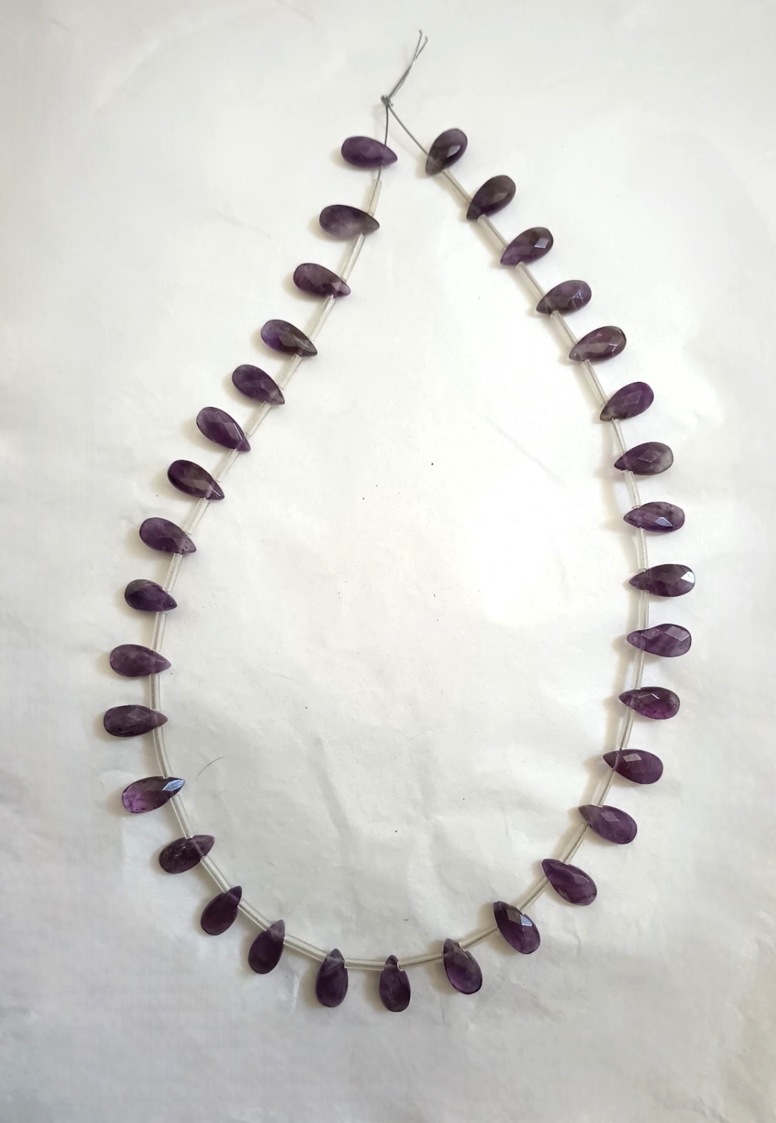 ONE (1) Strand – AMETHYST 11x6MM FACETED TEARDROP BRIOLETTE BEADS – 5644E