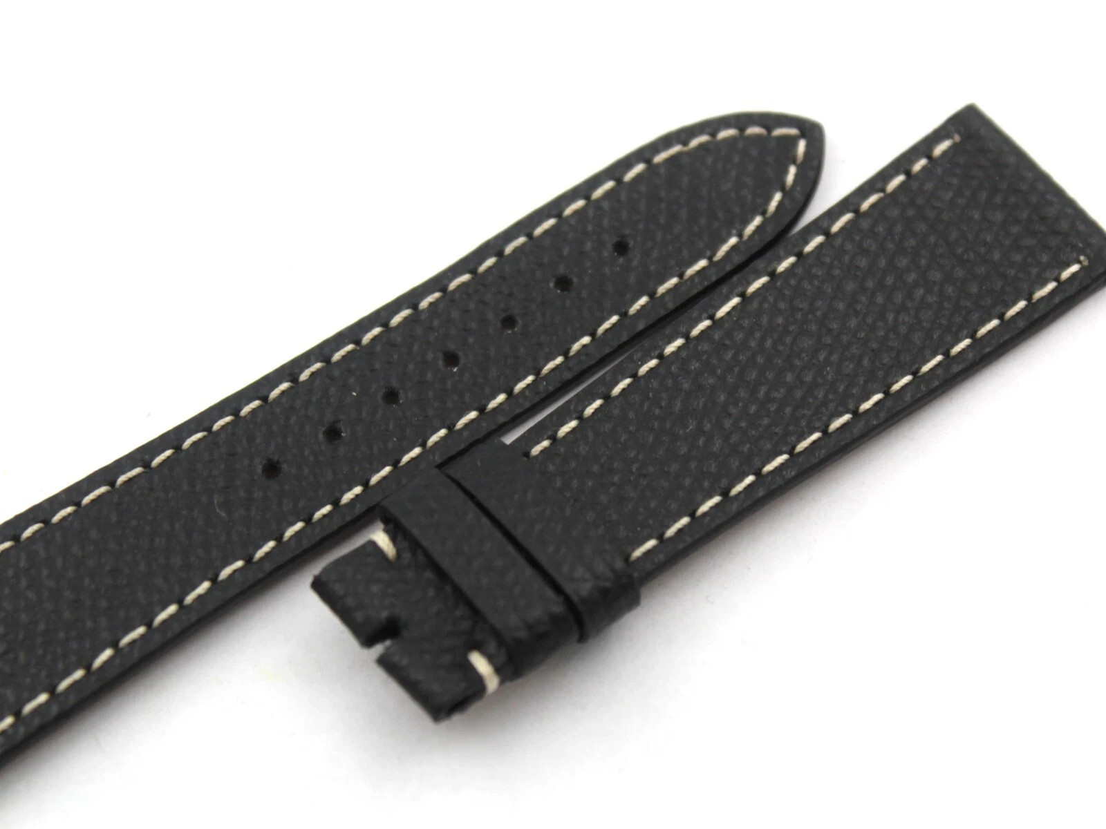 Black Flat Hammered Leather Strap Various Sizes Buckle Pin Watch Top