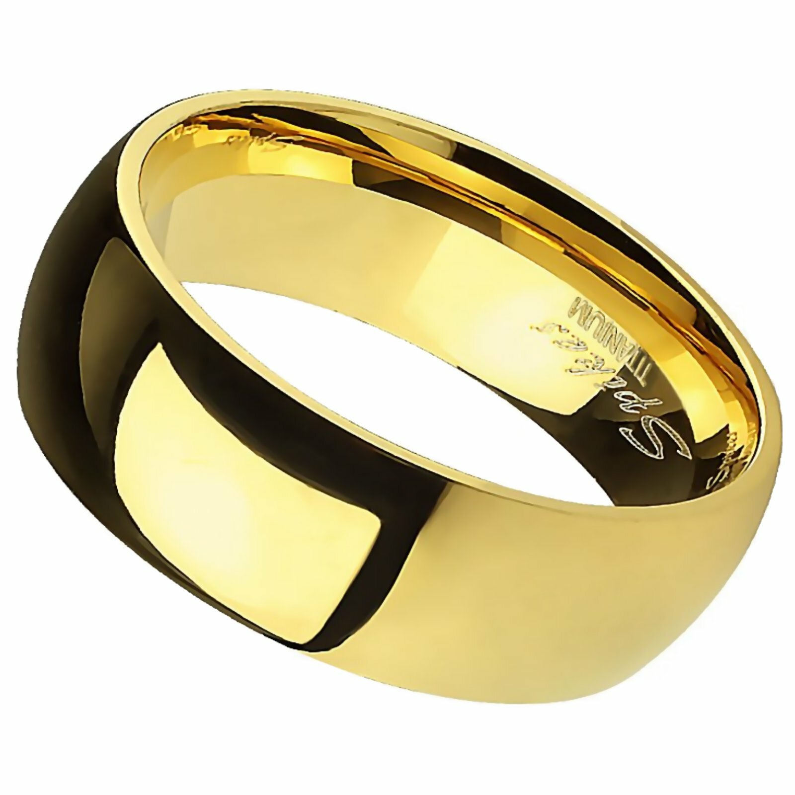 Traditional Titanium Ring Gold Wedding Band Sizes 5-13 6mm Anniversary