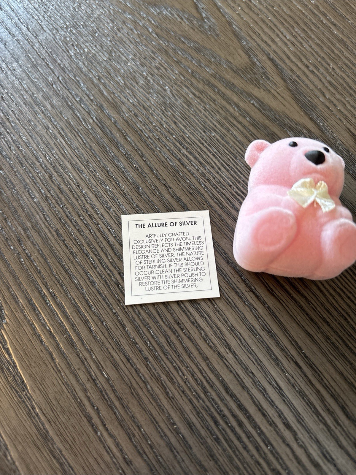 Vintage Avon Sterling Silver Kids Pink Crystal Ring Size 3 Pink Fuzzy Bear 925