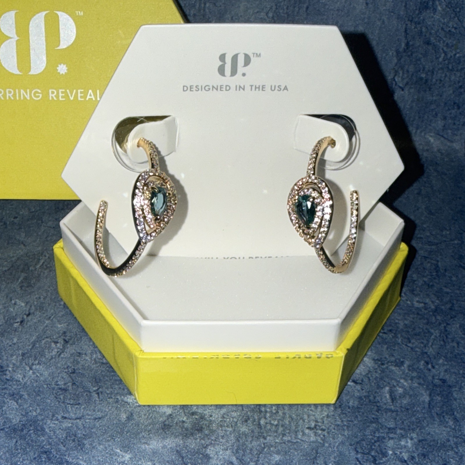 BP Gold Plated Hoop Earrings Lab-Created Blue Paraiba Tourmaline ER49922