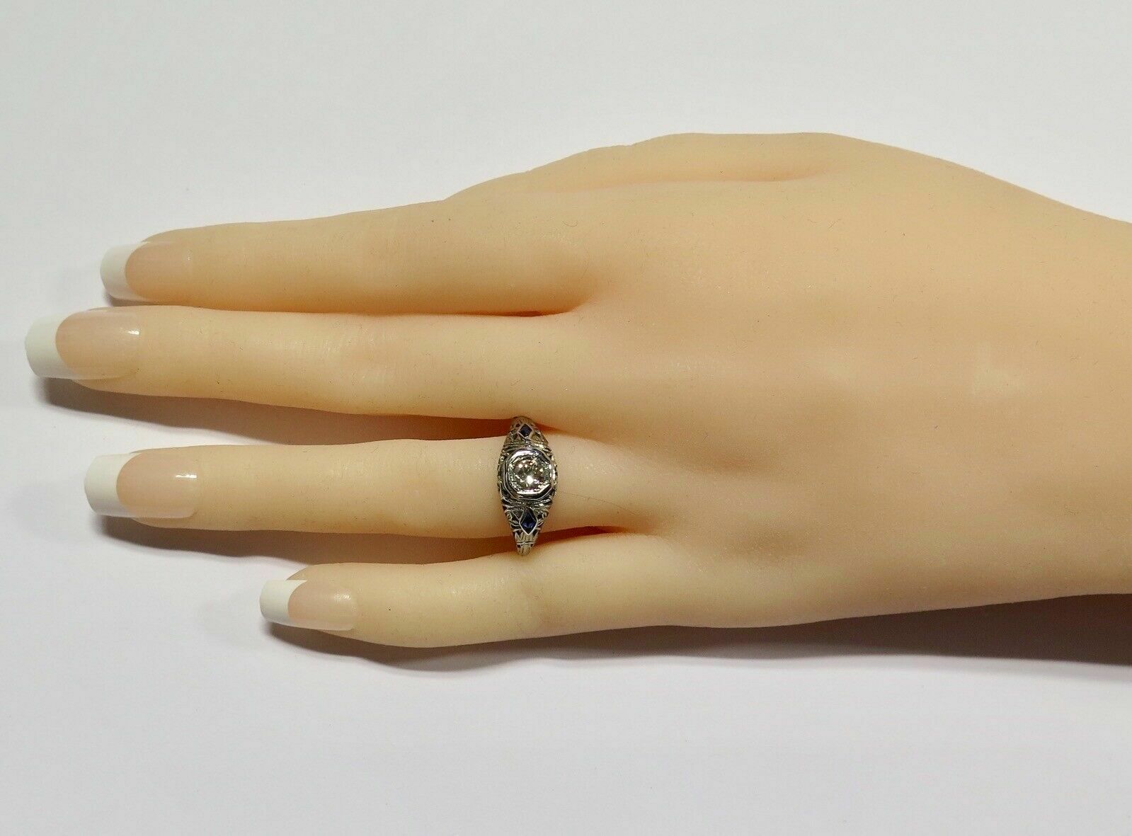 .A 18k White Gold 0.30ct Old Cut Diamond Set Antique Ring Size M Val $3150